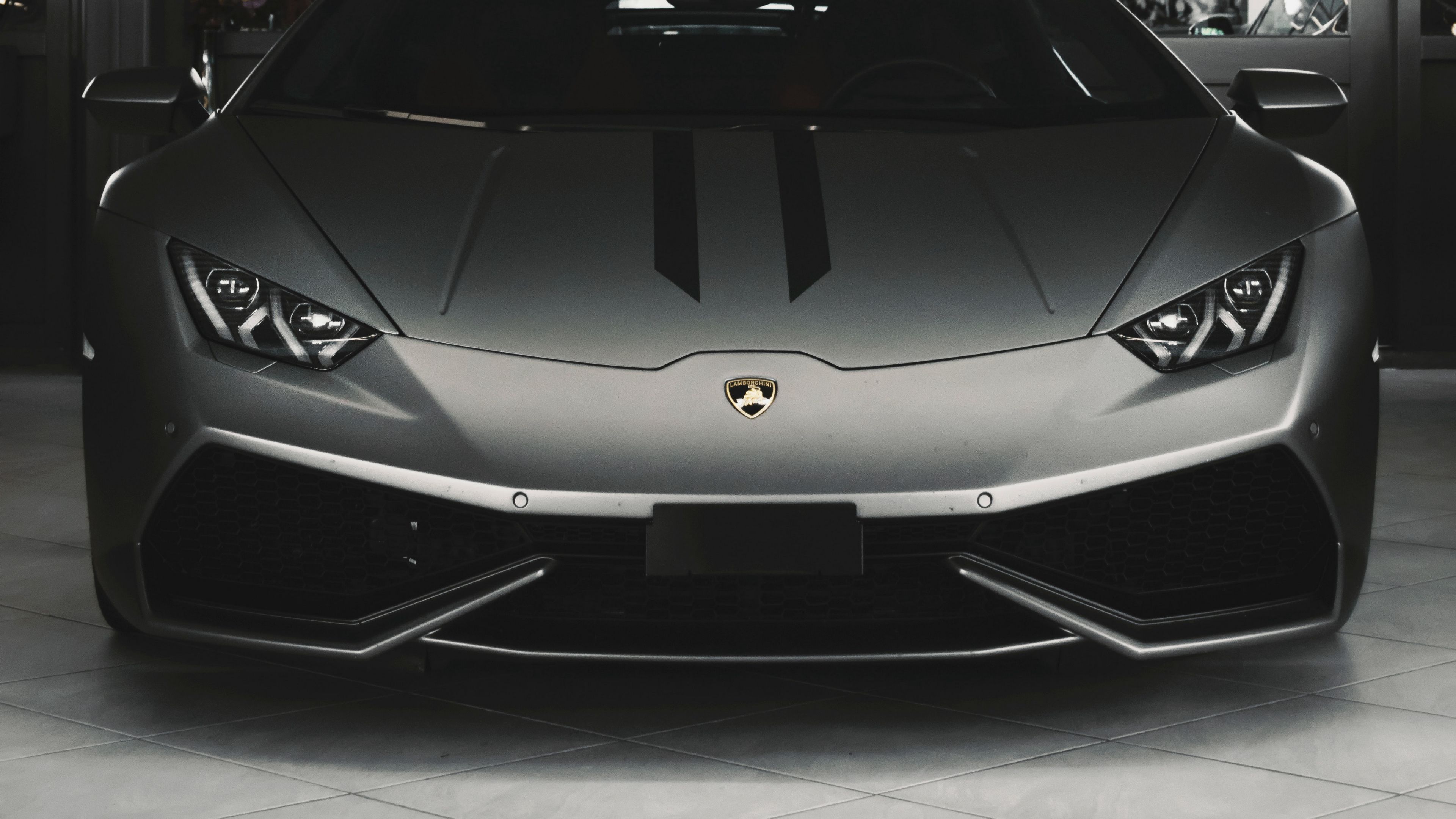 auto, headlights, sports car, bw, 4k, HD Wallpaper