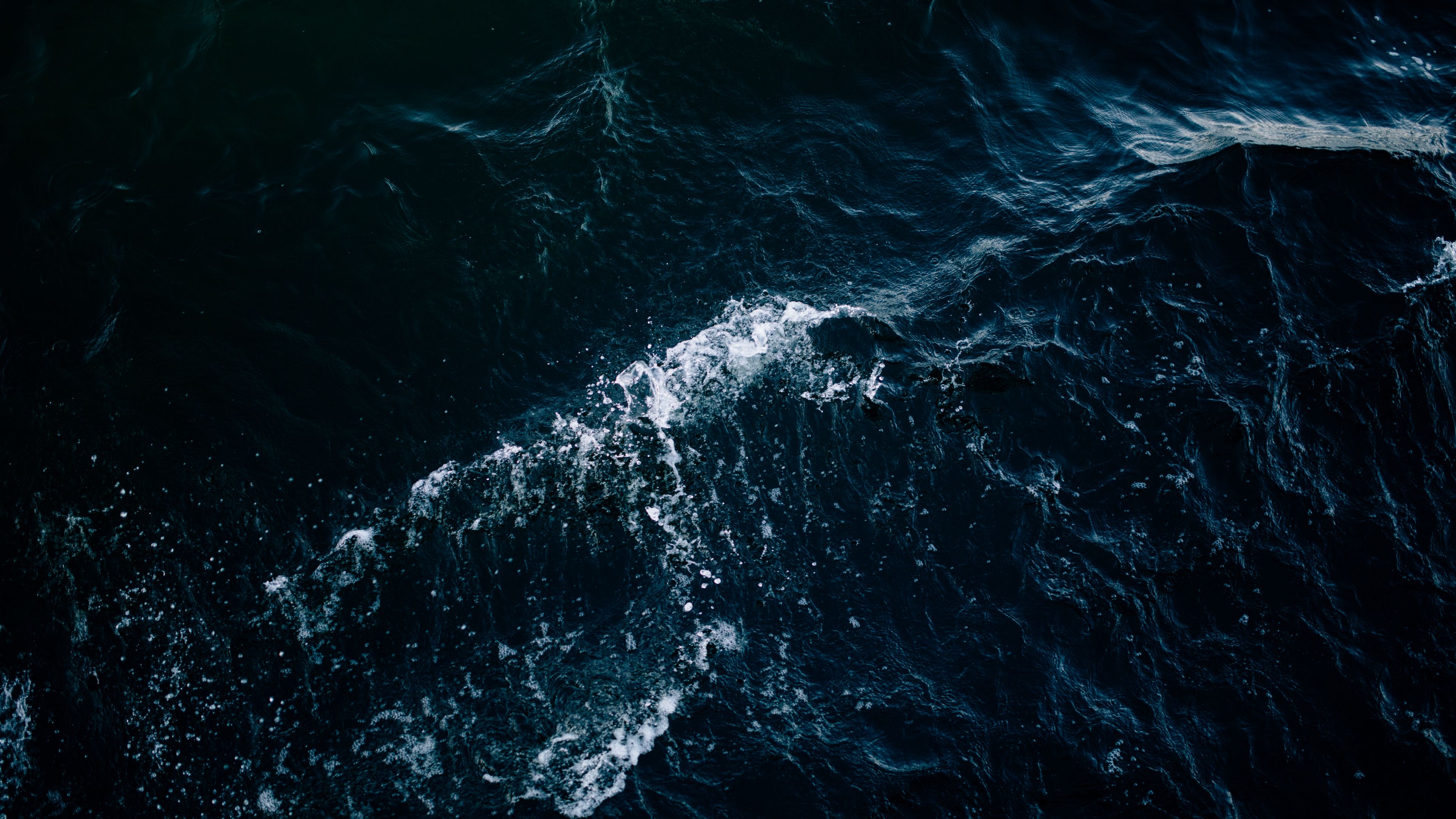 sea, waves, splashes, dark, 4k, HD Wallpaper