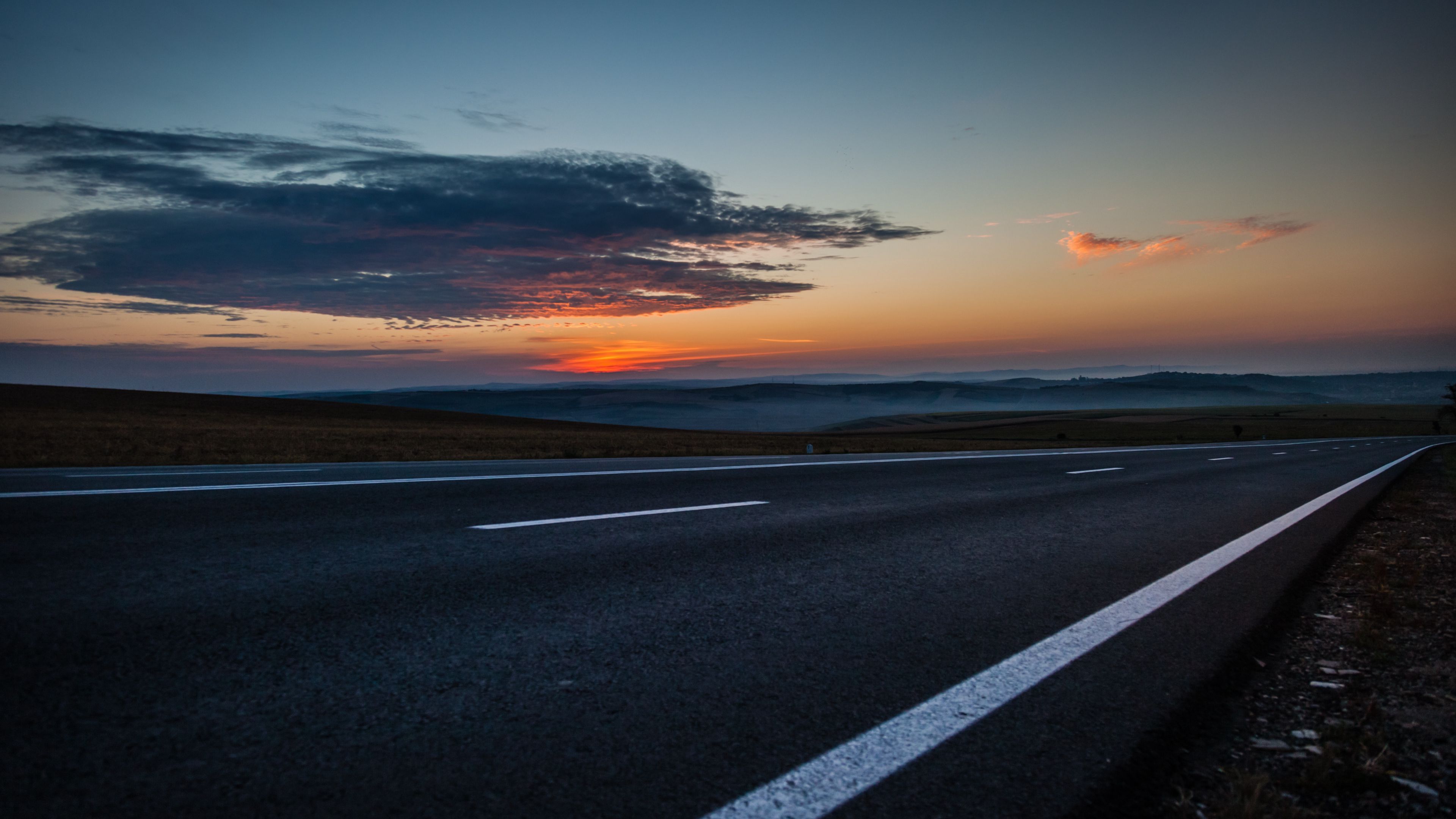 road, sky, clouds, marking, 4k, HD Wallpaper