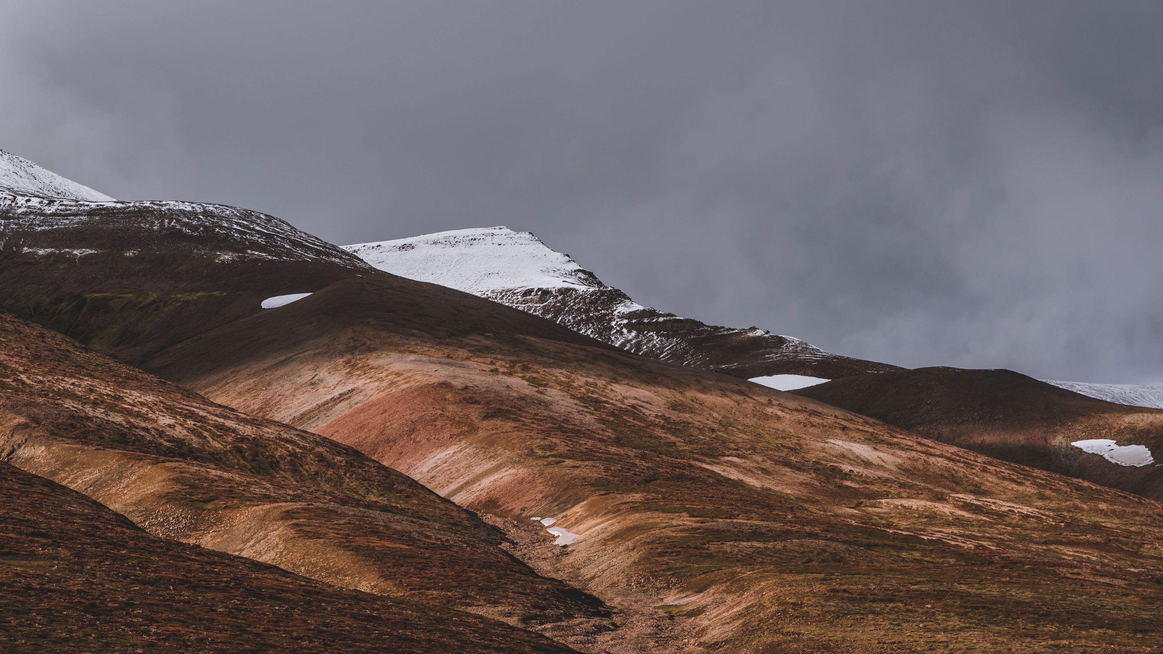 akureyri, iceland, hills, snow, sky, 4k, HD Wallpaper