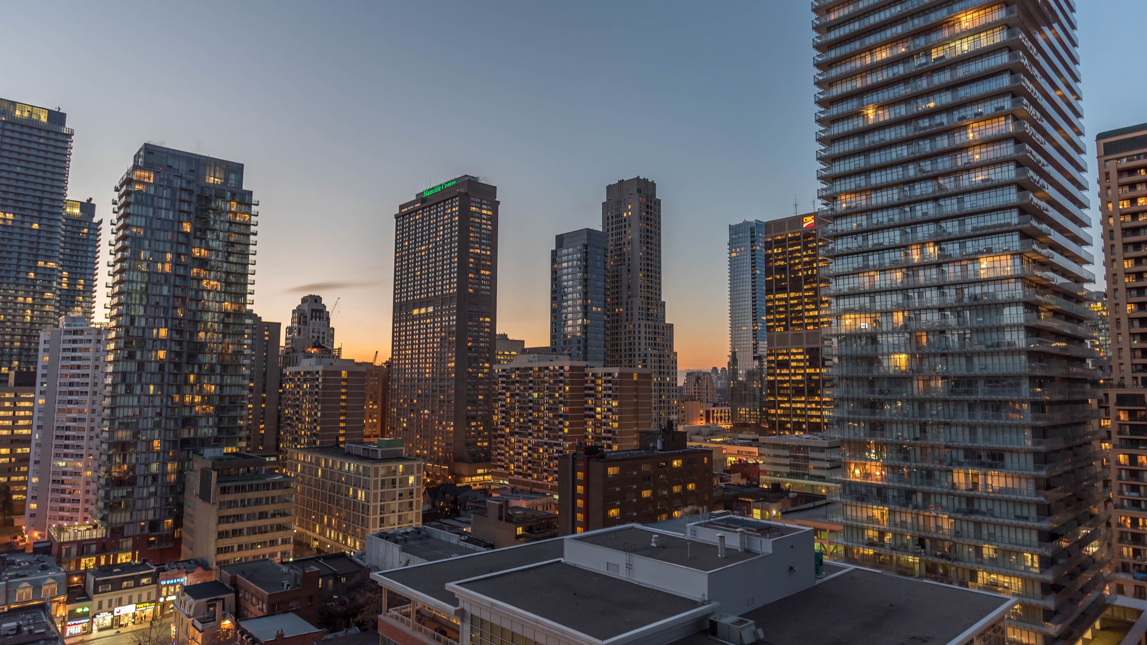 city, evening, lights, buildings, 4k, HD Wallpaper