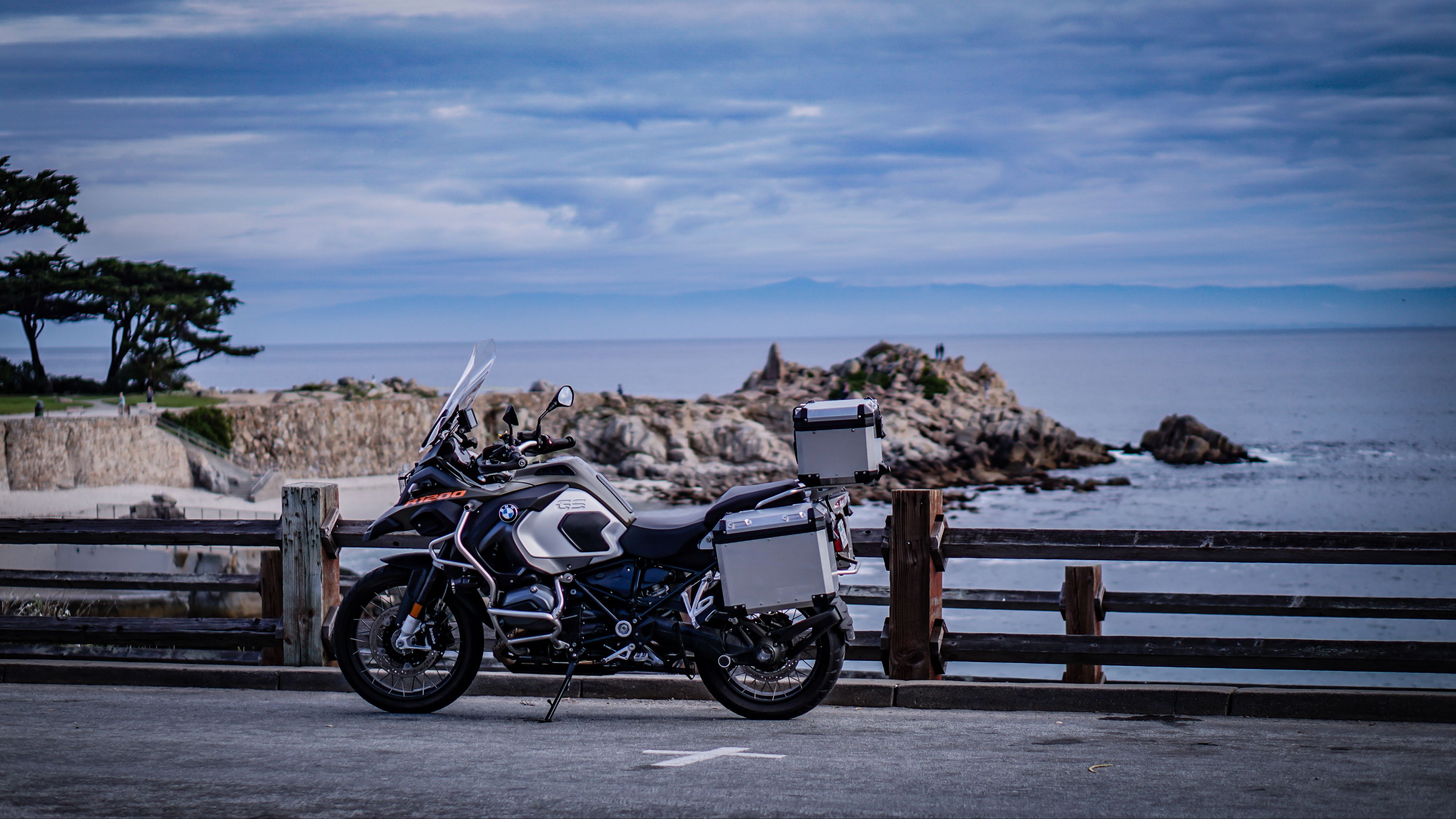 motorcycle, bike, sea, blur, 4k, HD Wallpaper