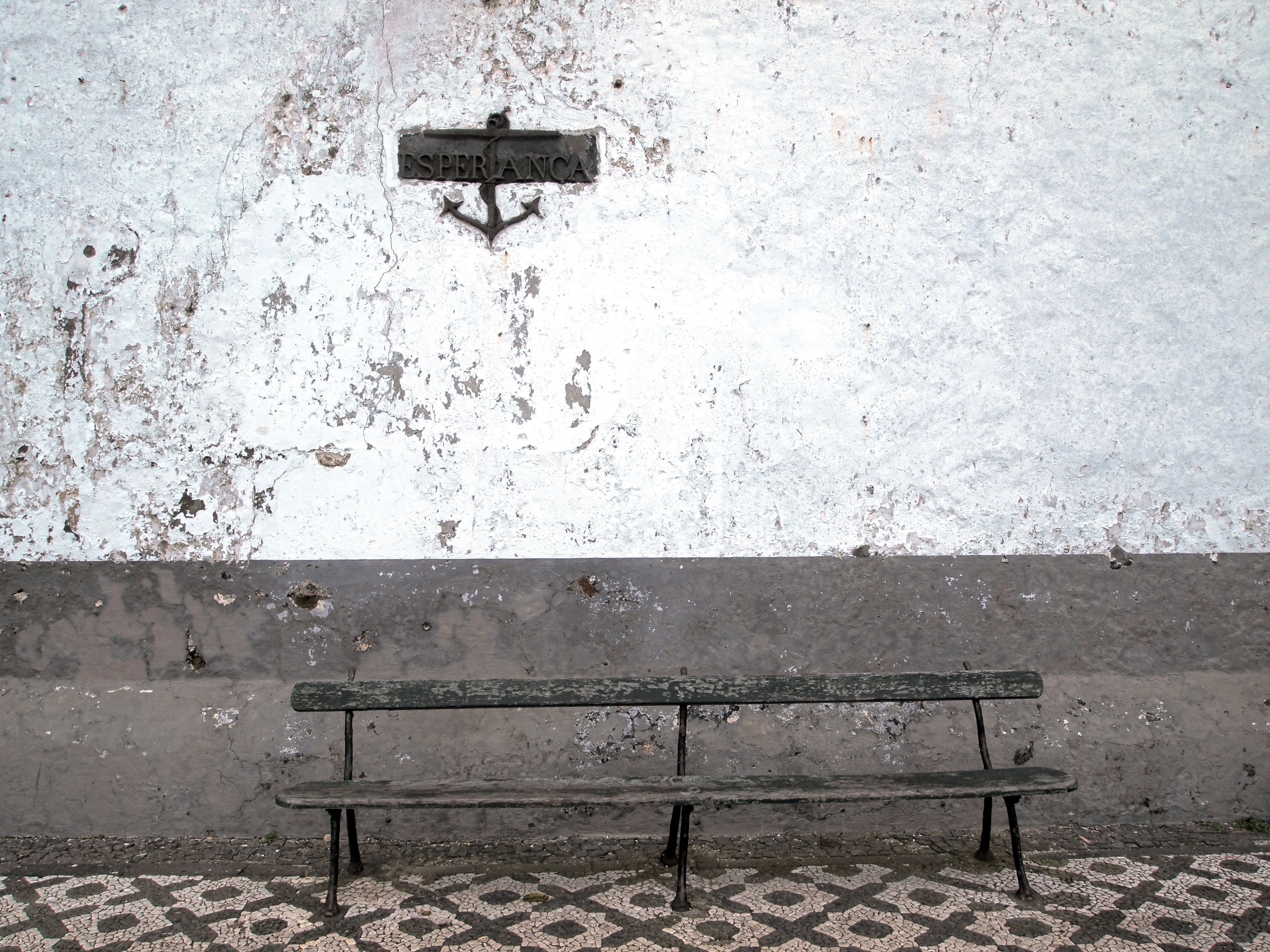 bench wall white and anchor 4k, HD Wallpaper