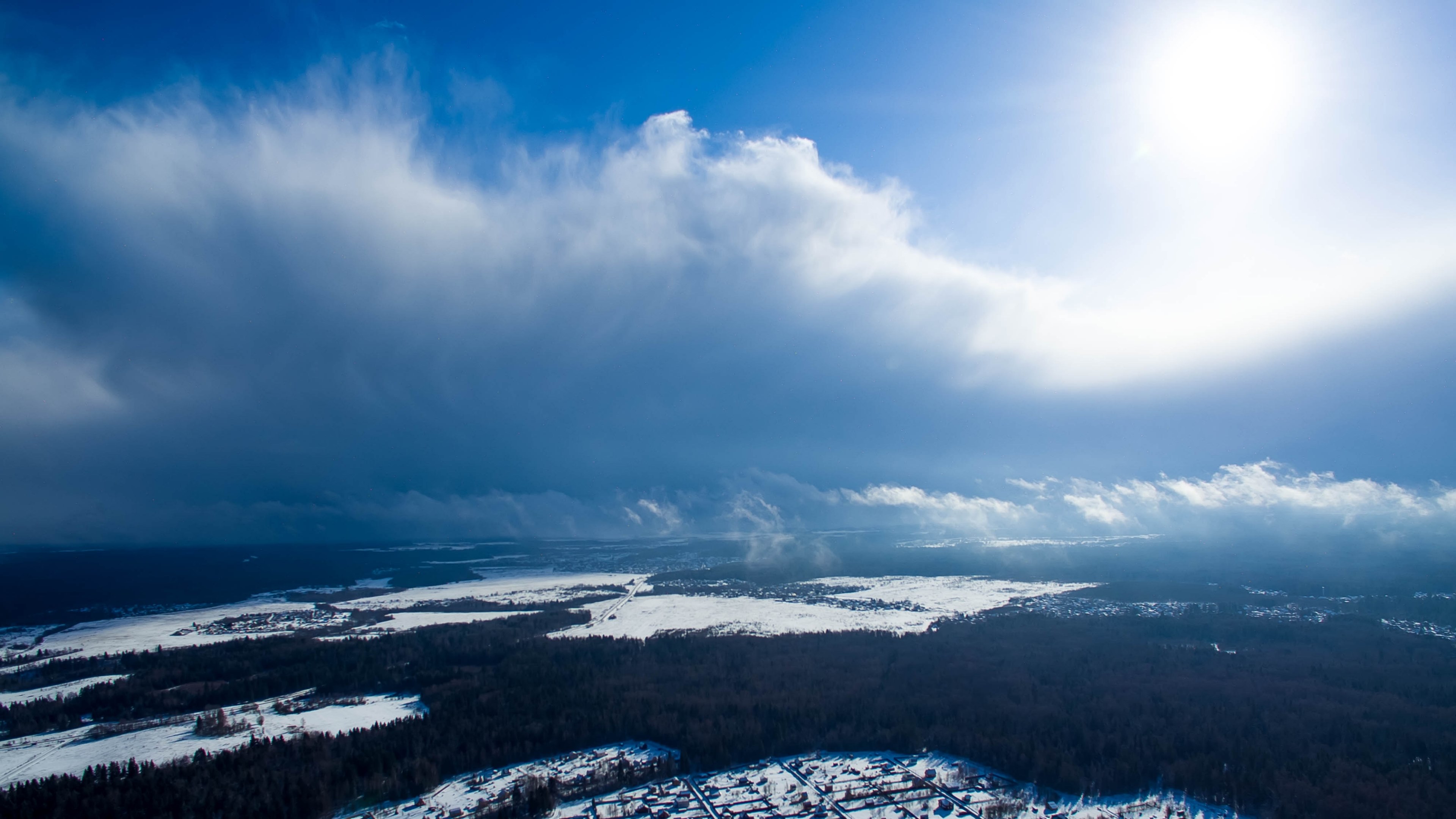 cloudscape photography of the sunshine coming through from above the overcast, sun above clouds 4k, HD Wallpaper