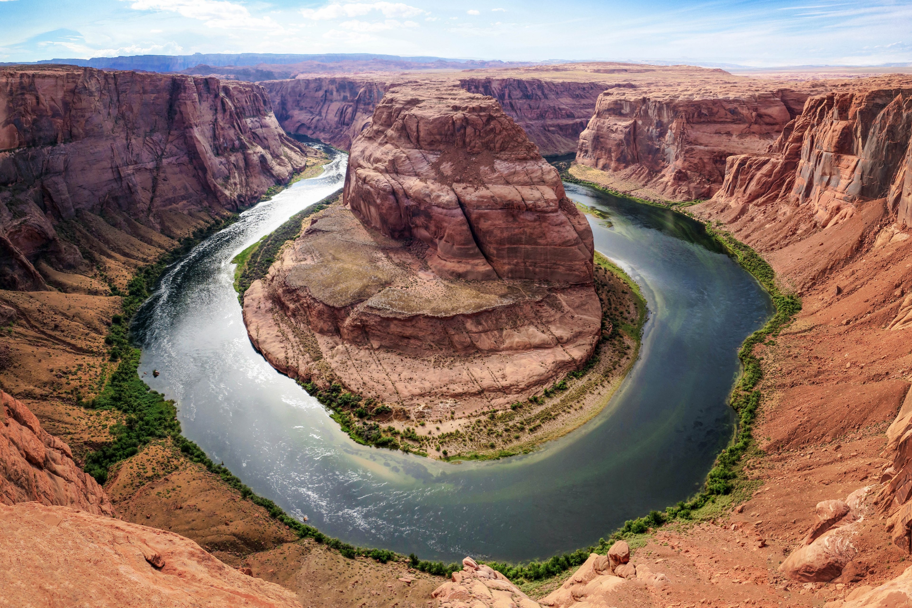 river rock horseshoe bend and mountain 4k, HD Wallpaper