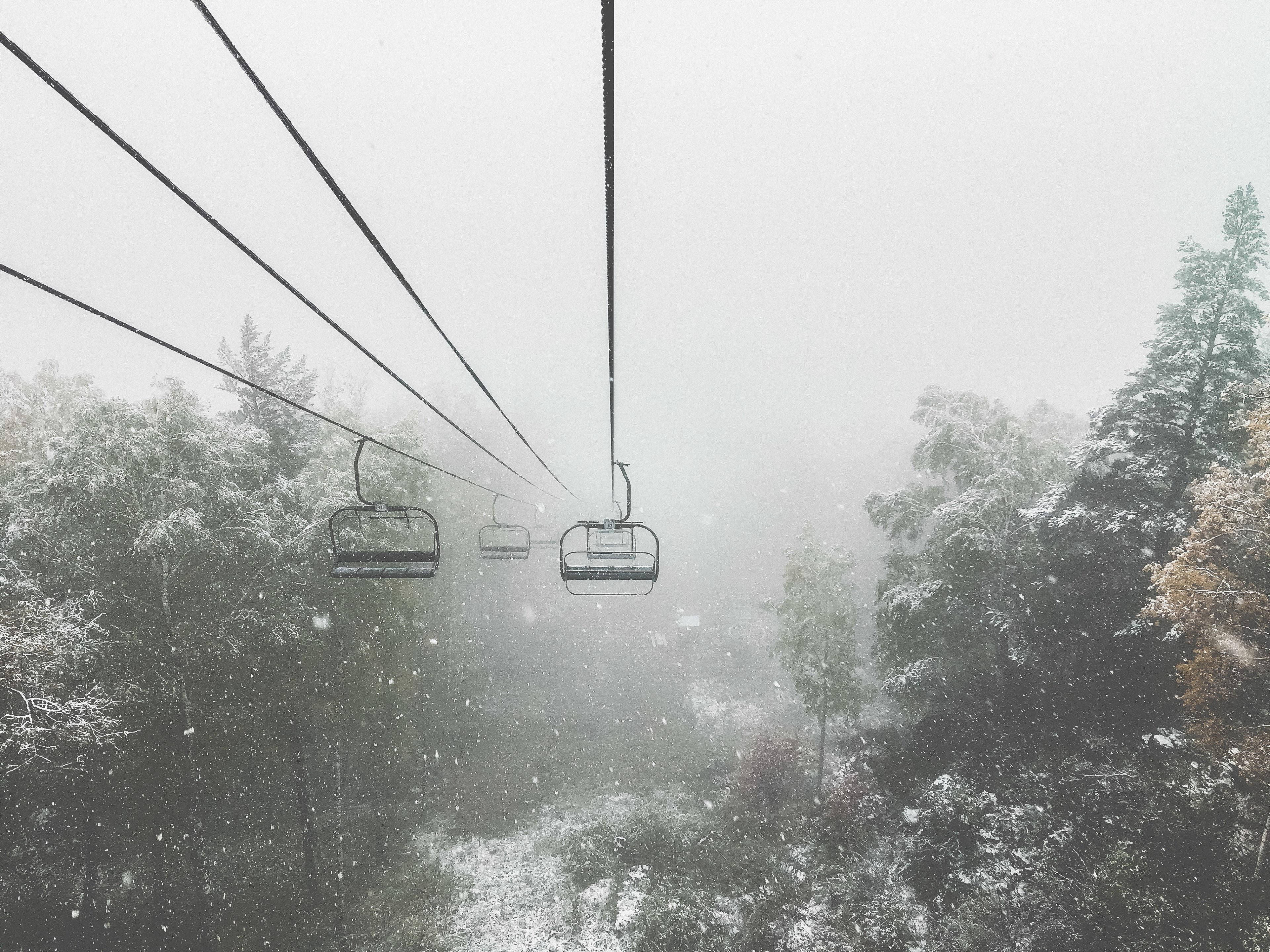 chair lift mountain winter and snow 4k, HD Wallpaper