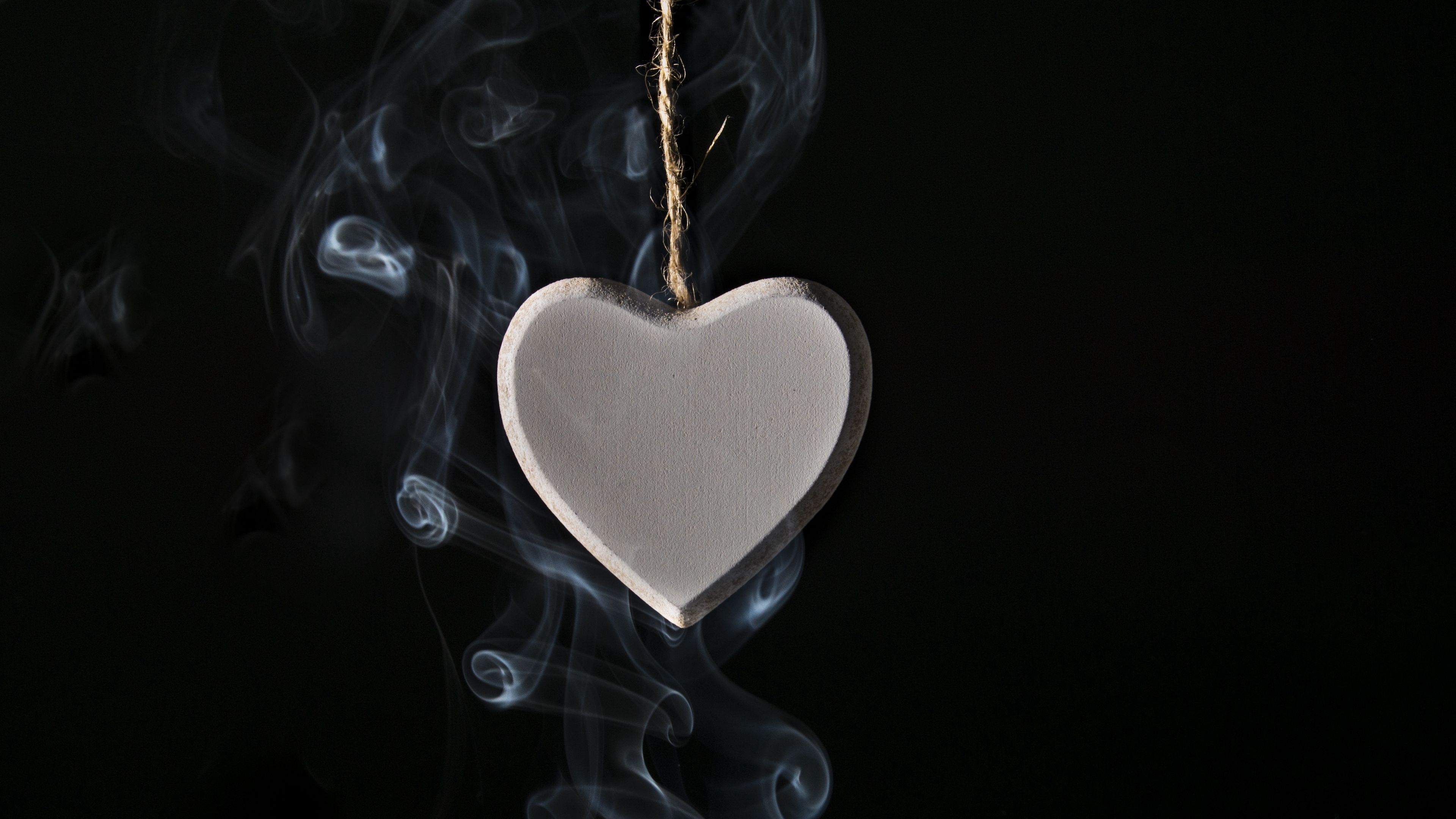 heart, smoke, thread, love, 4k, HD Wallpaper