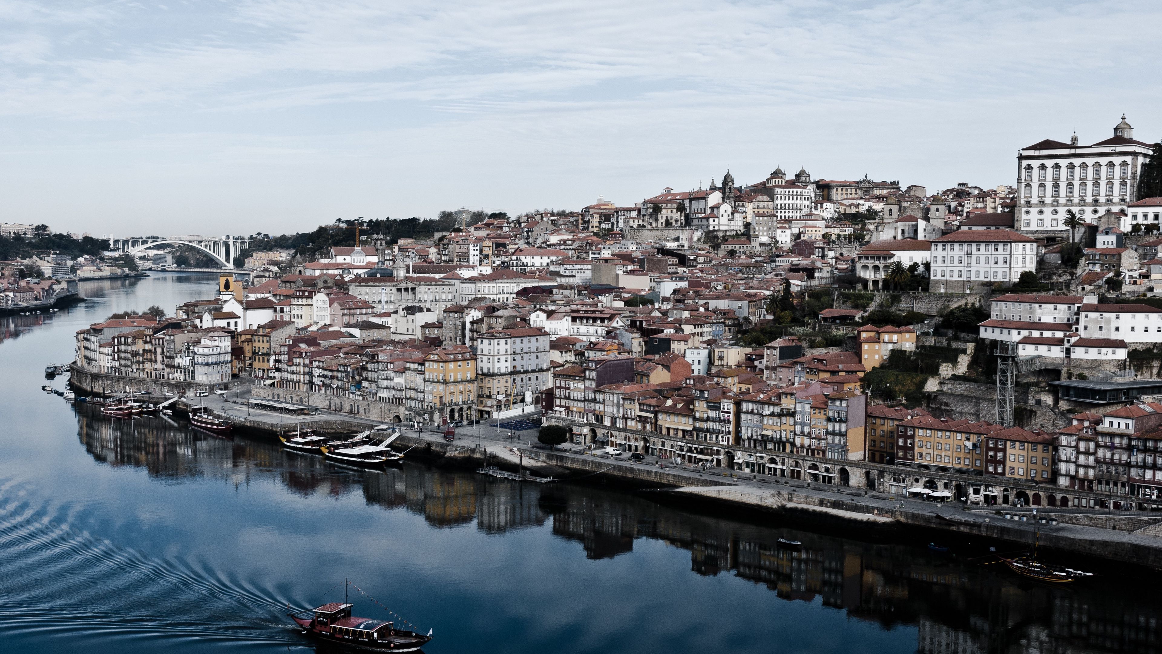 portugal, port, shore, buildings, 4k, HD Wallpaper