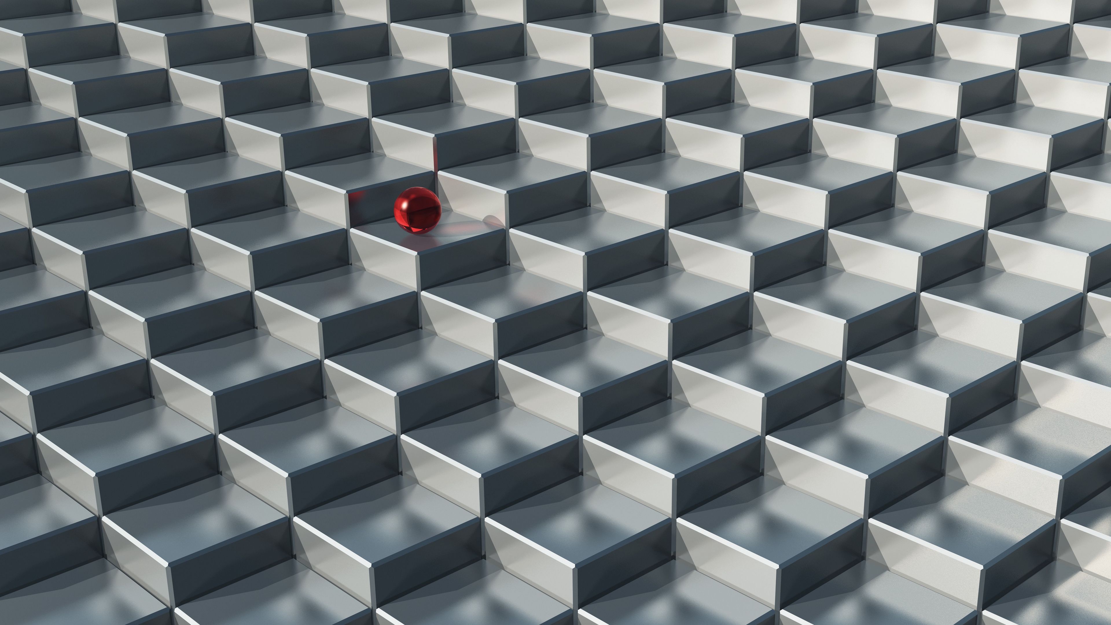 ball, cubes, space, shapes, 4k, HD Wallpaper