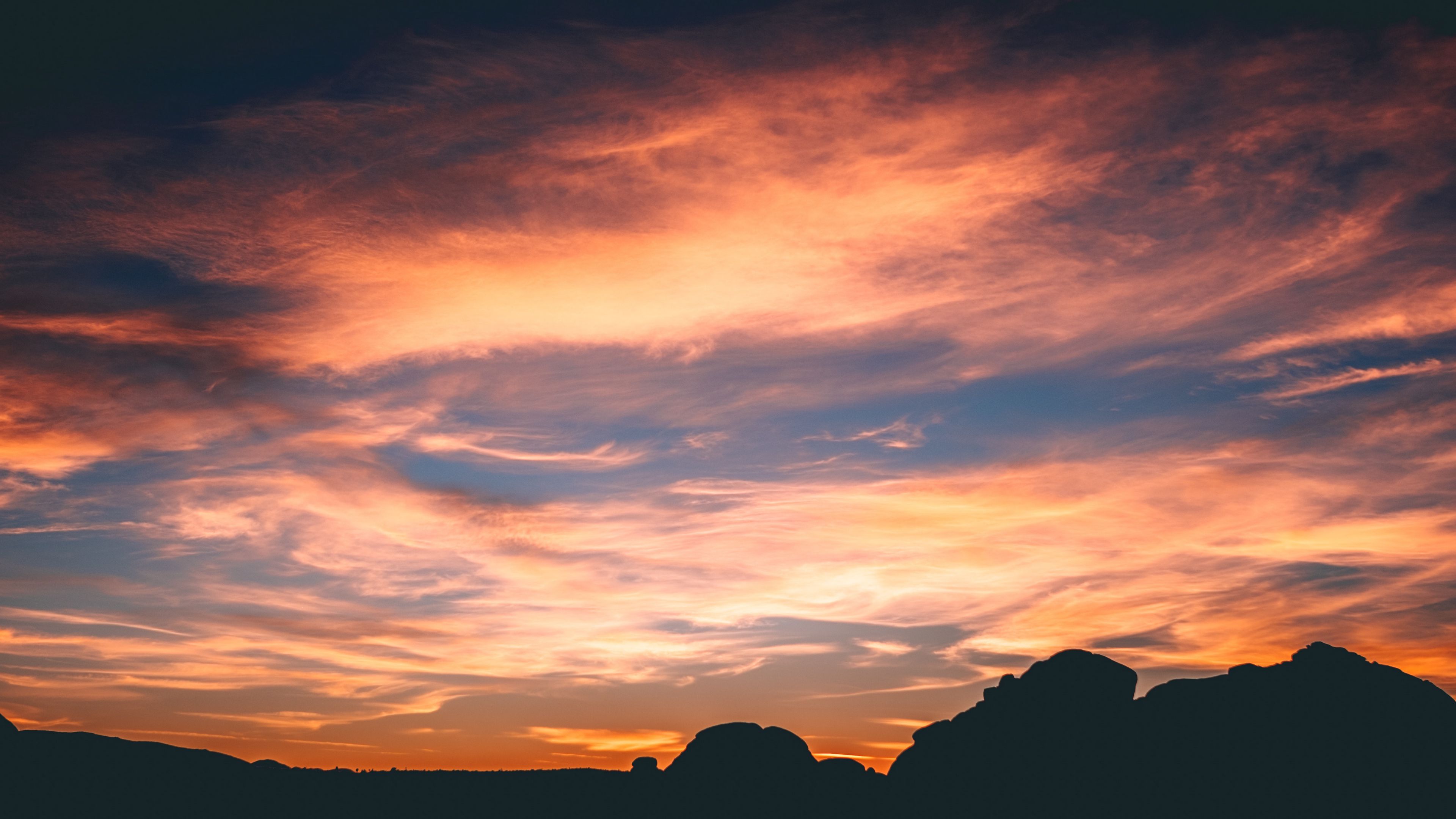 rocks, sky, clouds, 4k, HD Wallpaper