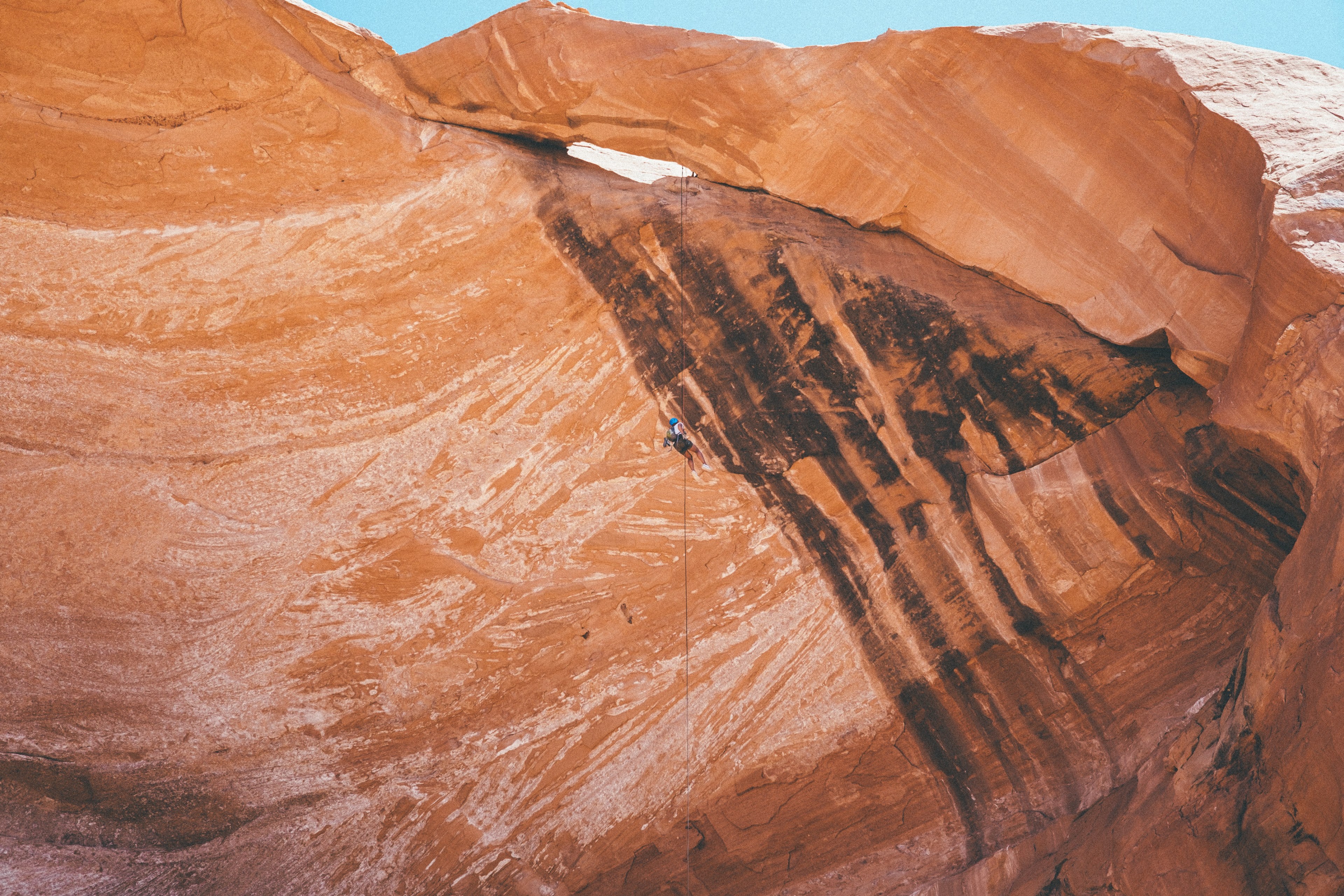 rock climbing rock face cliff and oragne 4k, HD Wallpaper
