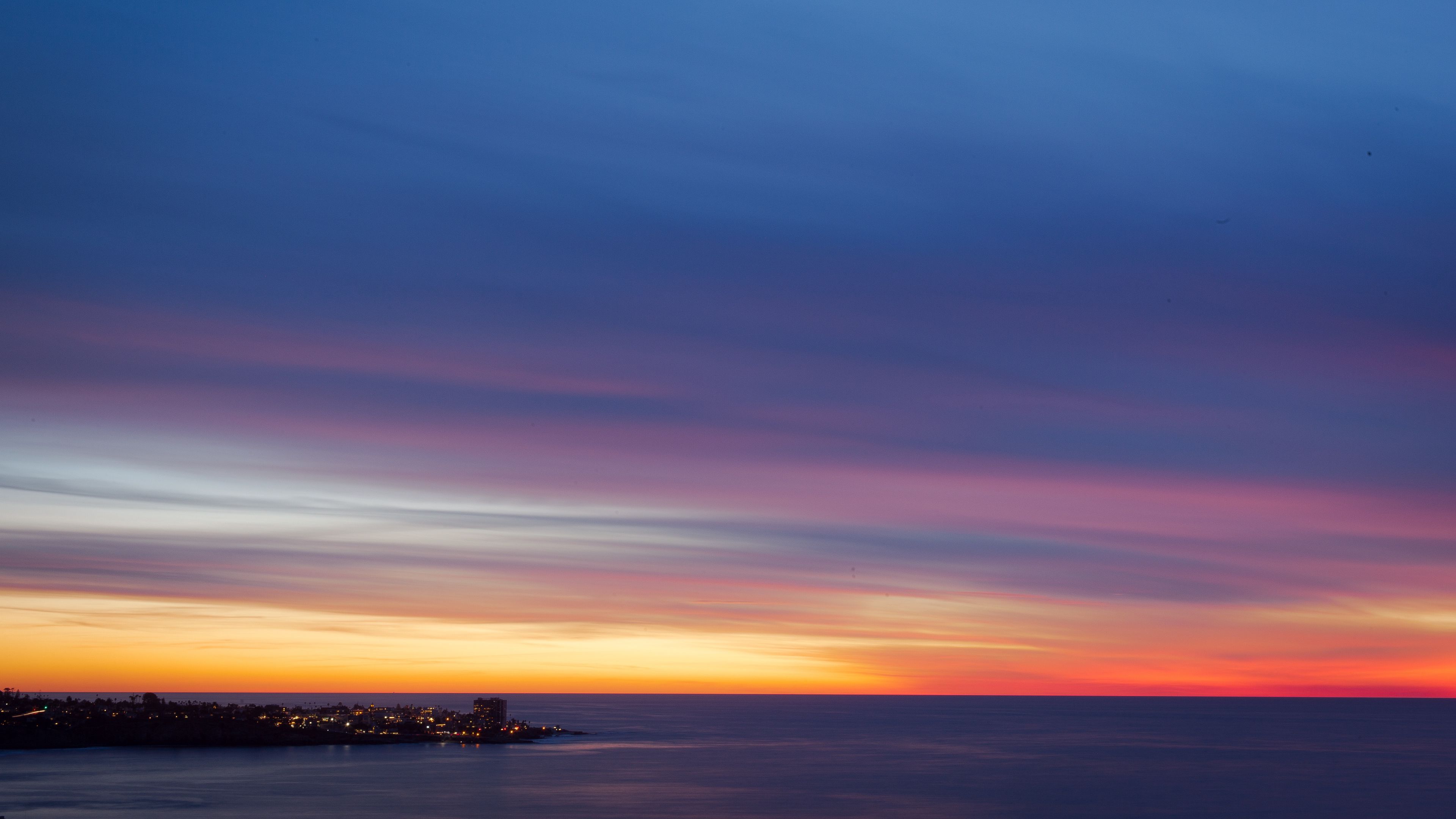 sky, sunset, city, 4k, HD Wallpaper