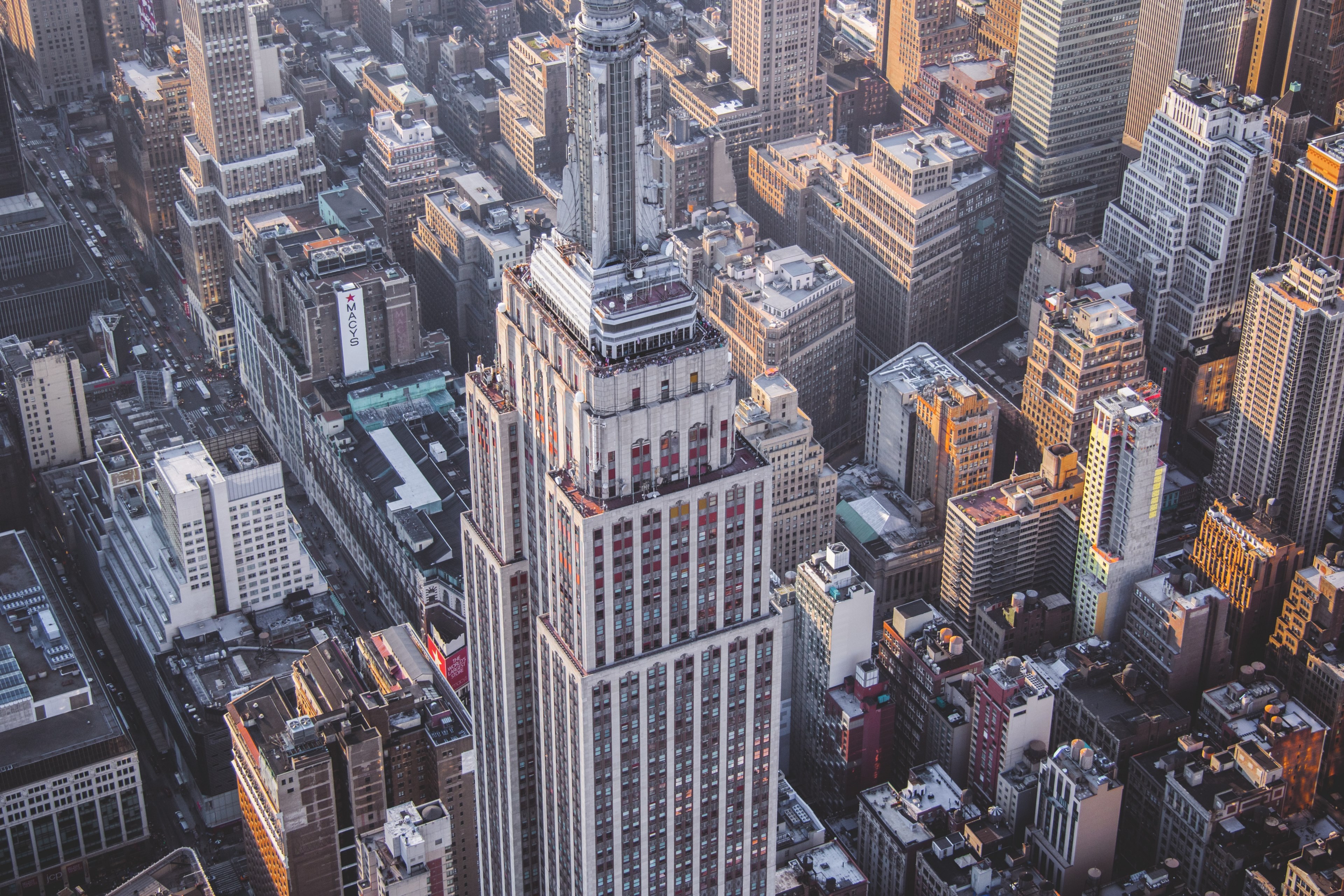 a helicopter view of the empire state building, _empire views 4k, HD Wallpaper