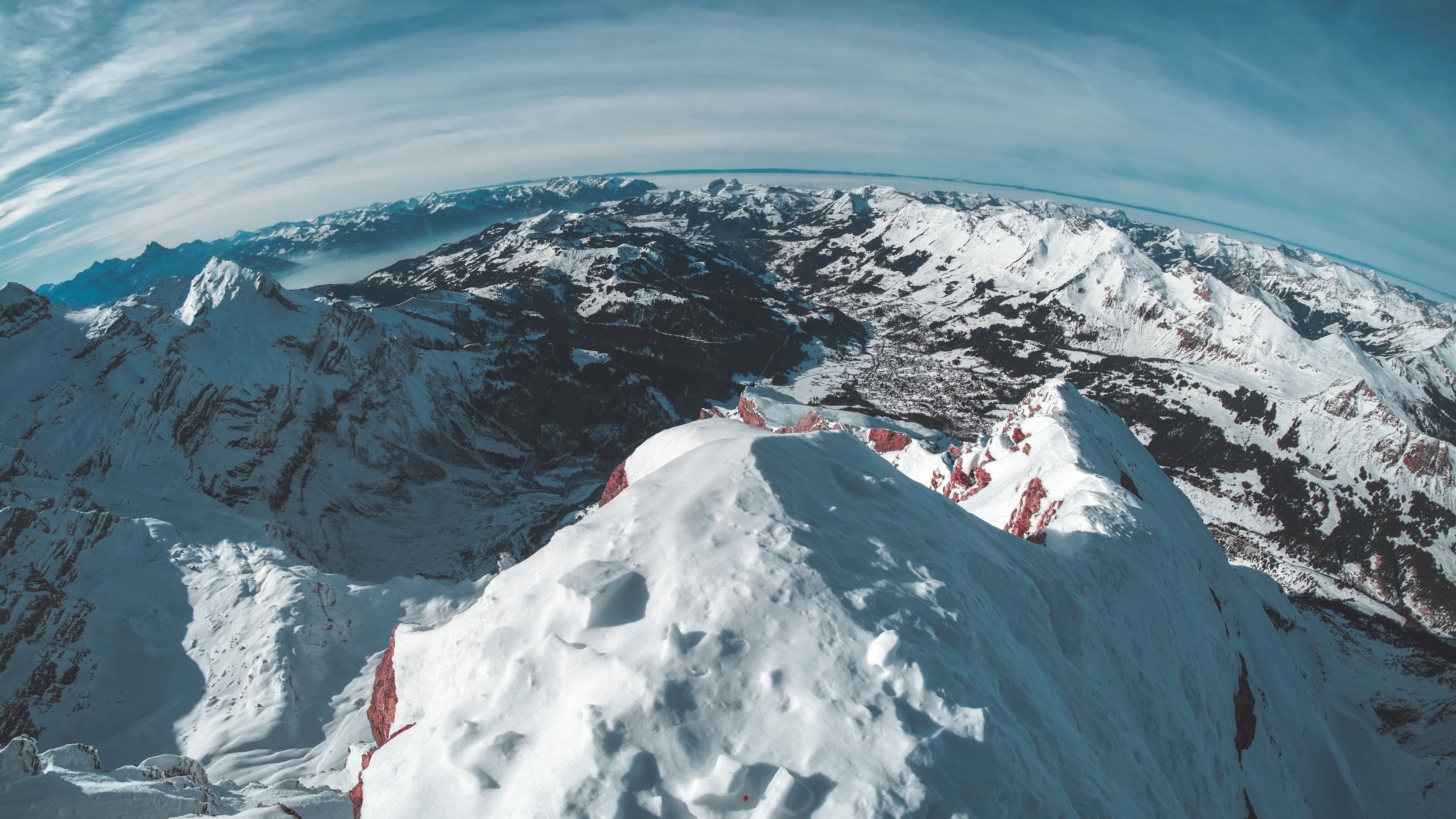 mountains, snow, winter, top, 4k, HD Wallpaper