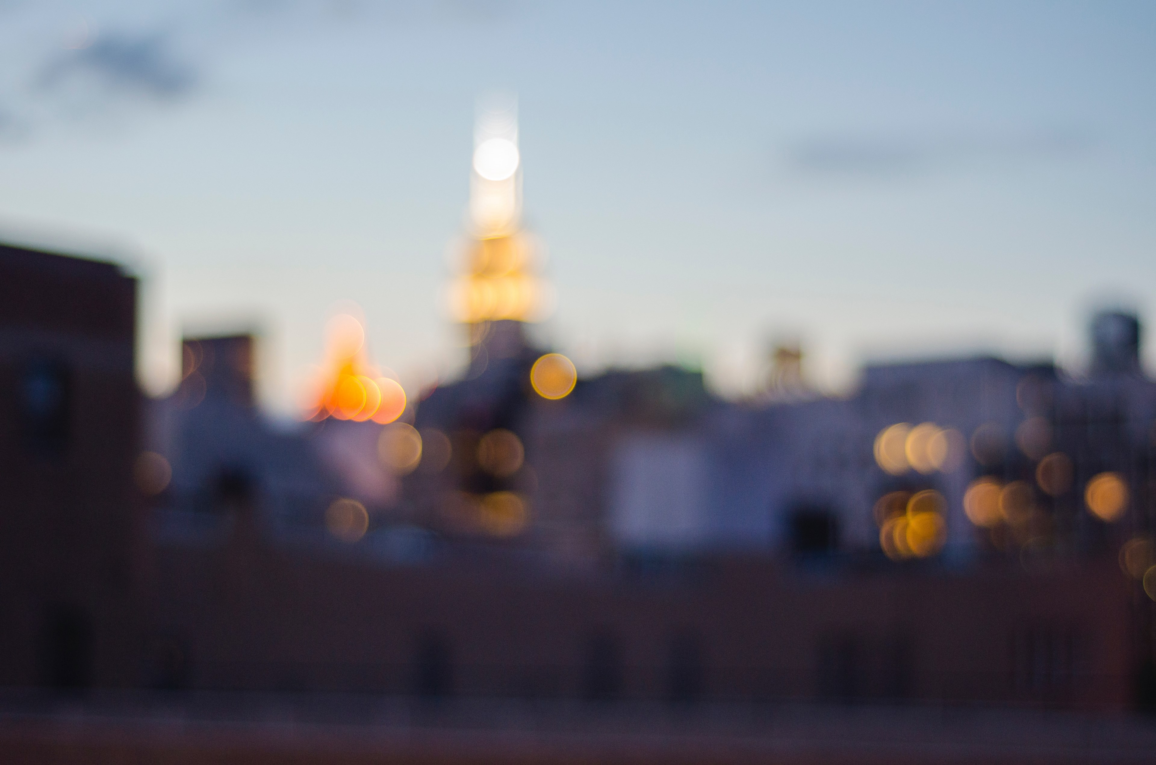 city skyline landscape bokeh and empire state building 4k, HD Wallpaper