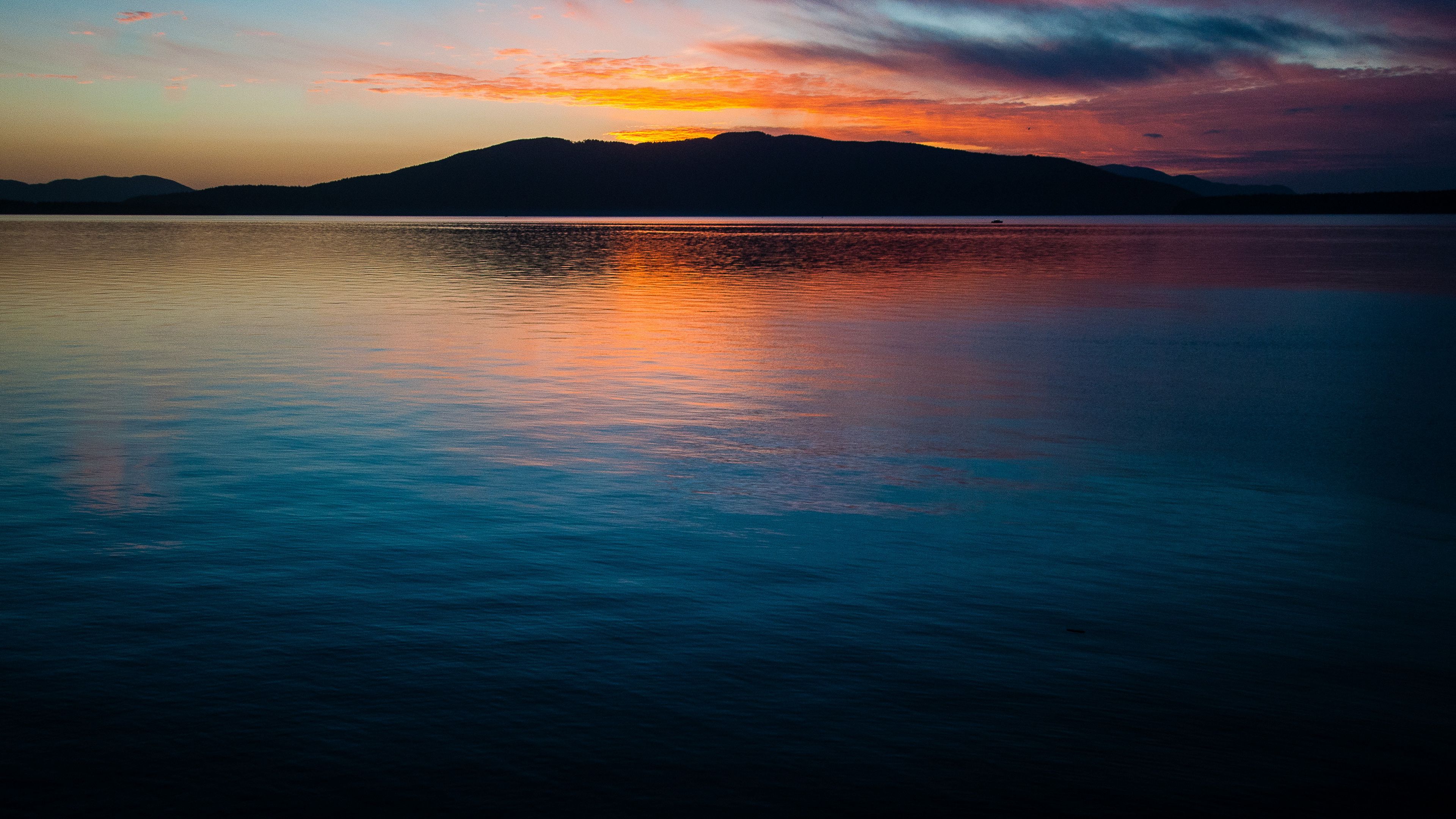 horizon, water, dawn, 4k, HD Wallpaper