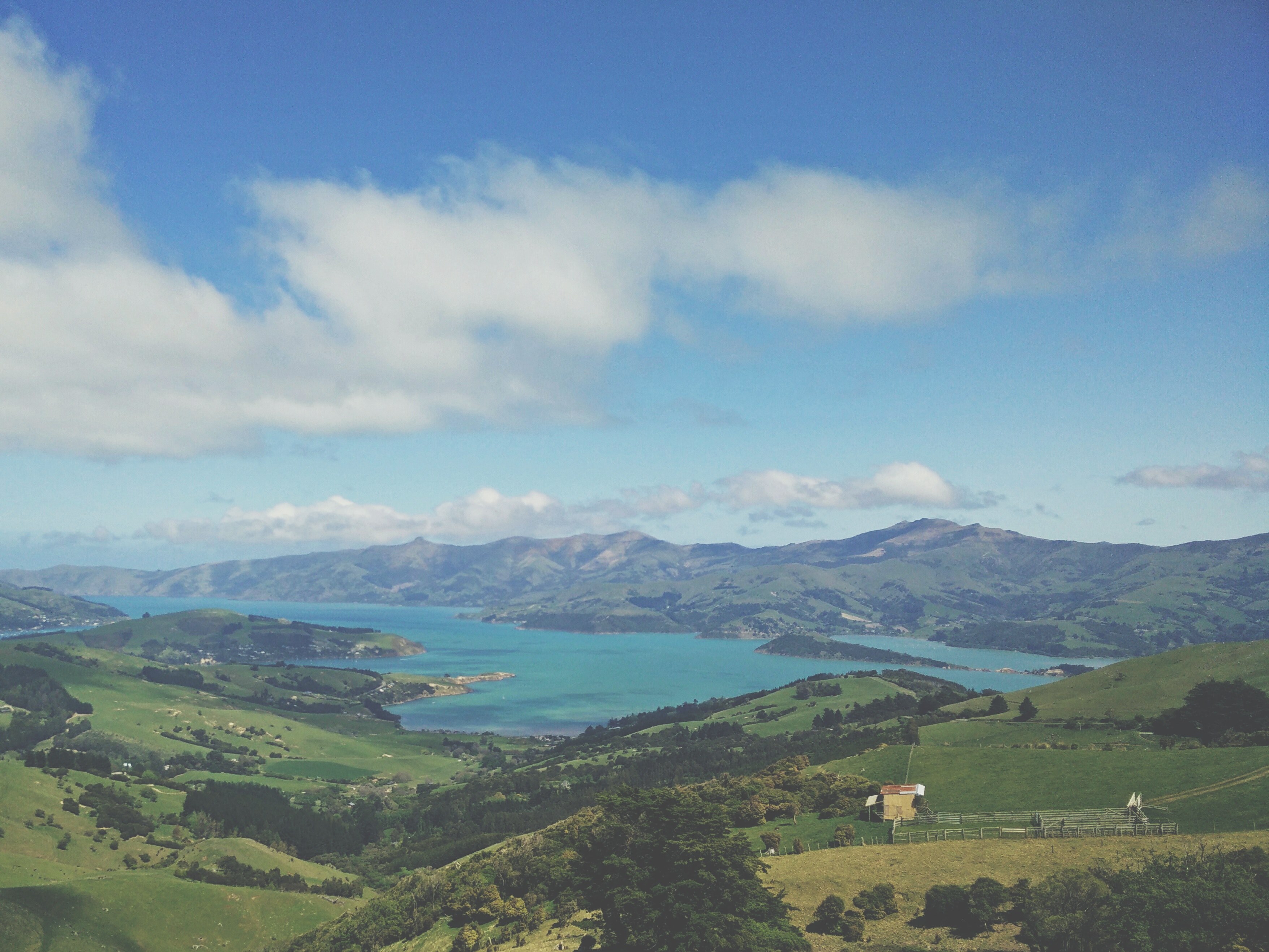 aerial landscape view of the akaroa village grassland, akaroa village grassland 4k, HD Wallpaper