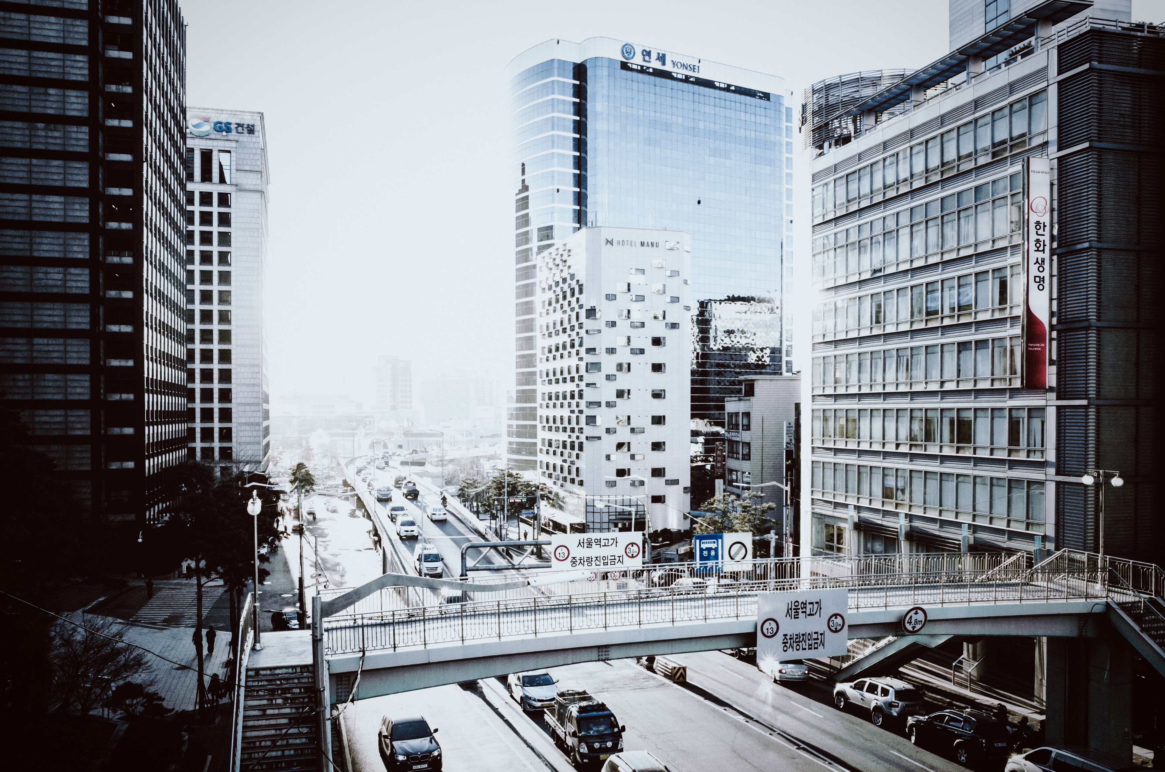 traffic in the streets of seoul south korea, toegye ro 4k, HD Wallpaper