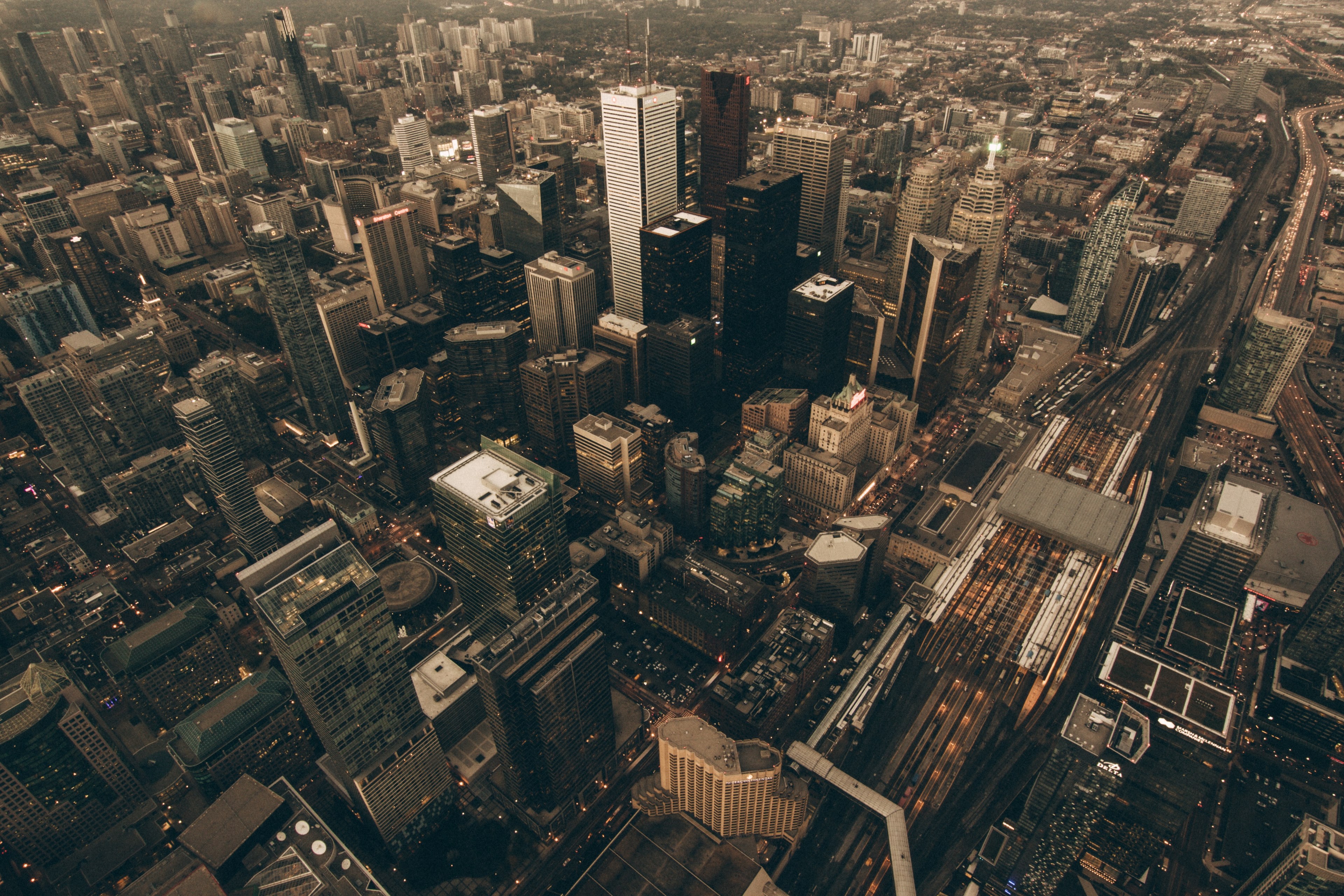 the skyline of toronto seen from the cn tower, toronto cityscape 4k, HD Wallpaper