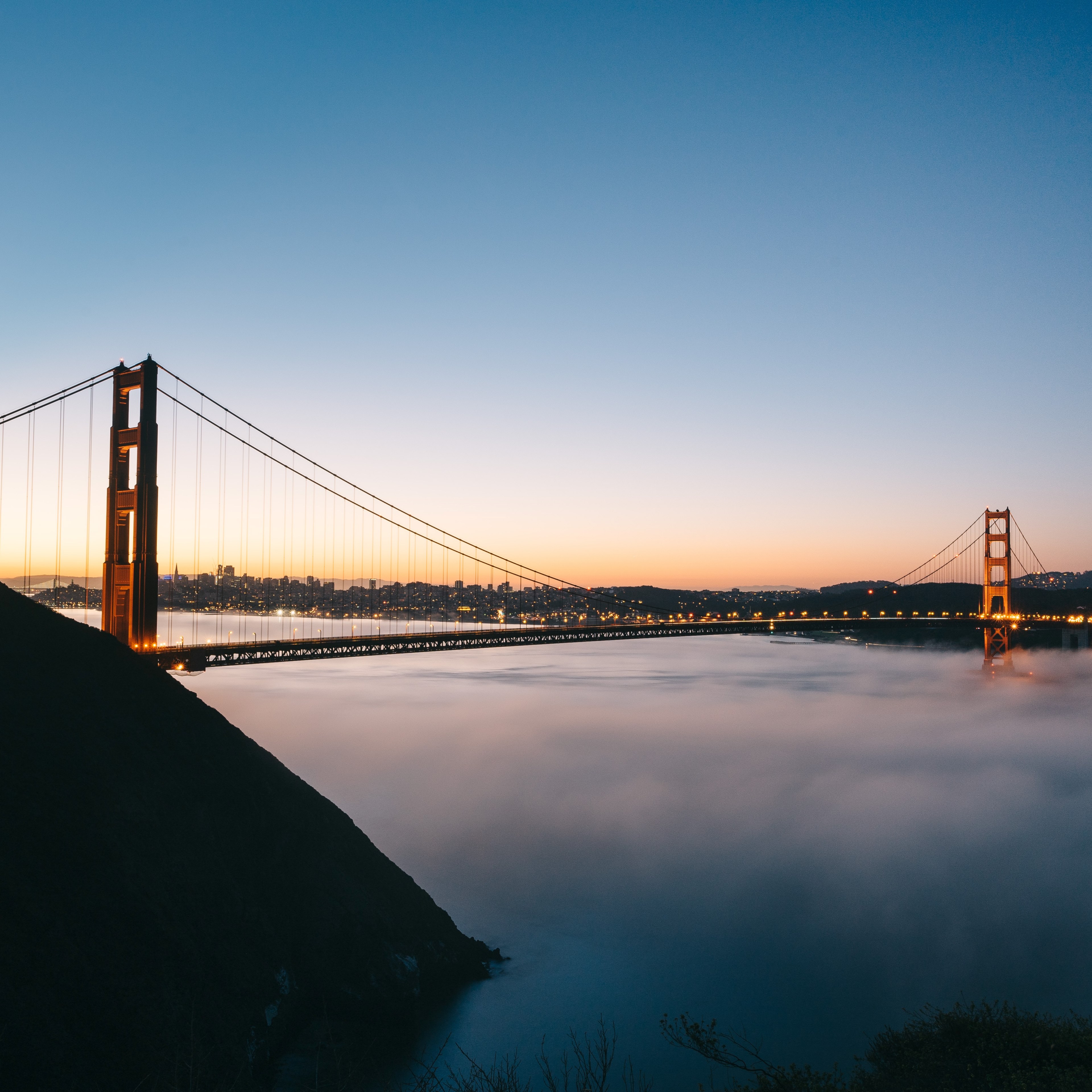 golden gate bridge suspension bridge water and pier 4k, HD Wallpaper