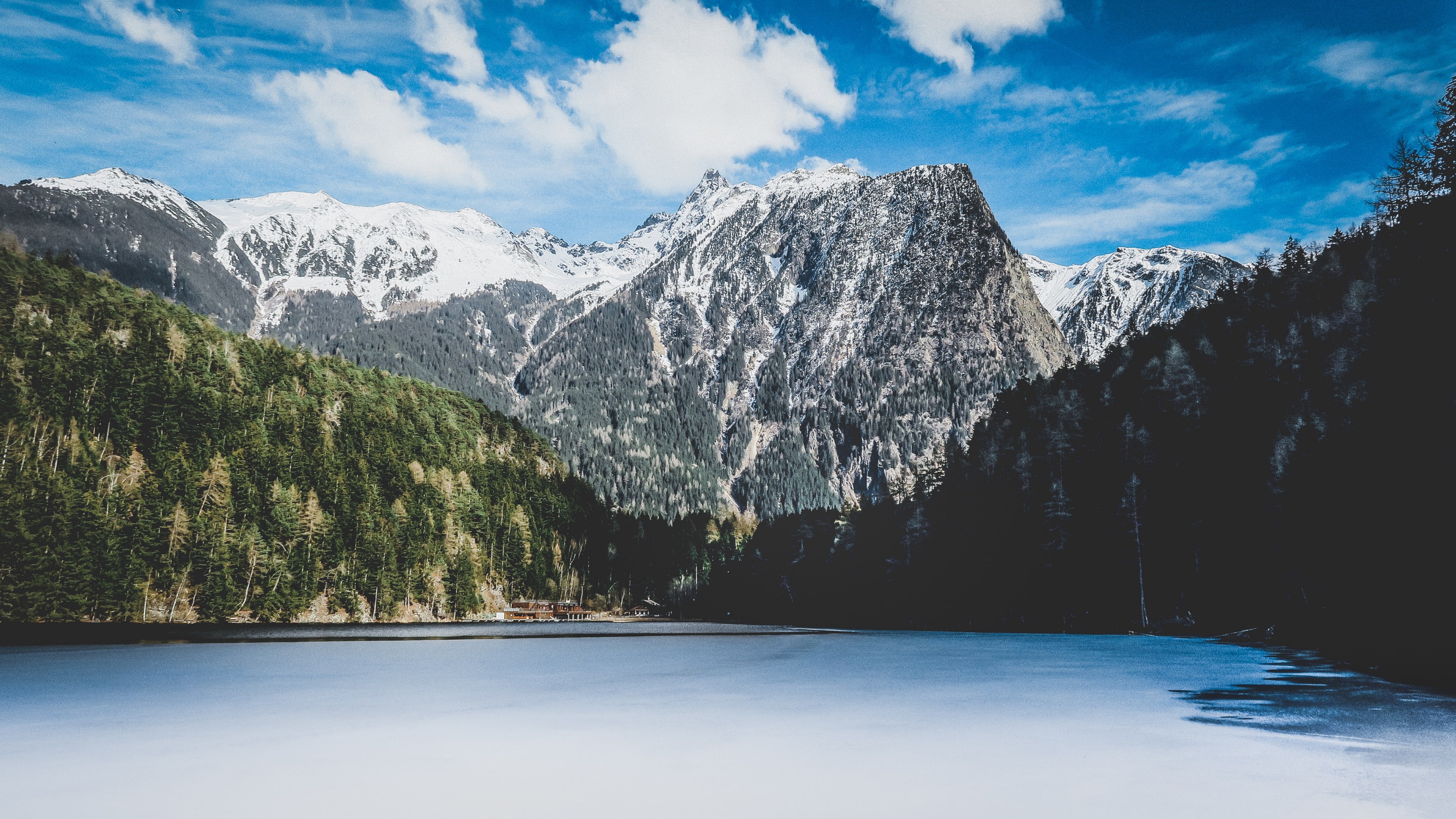 wooded mountains towering over lake piburger see in austria, day 17 unsplashdaily 4k, HD Wallpaper