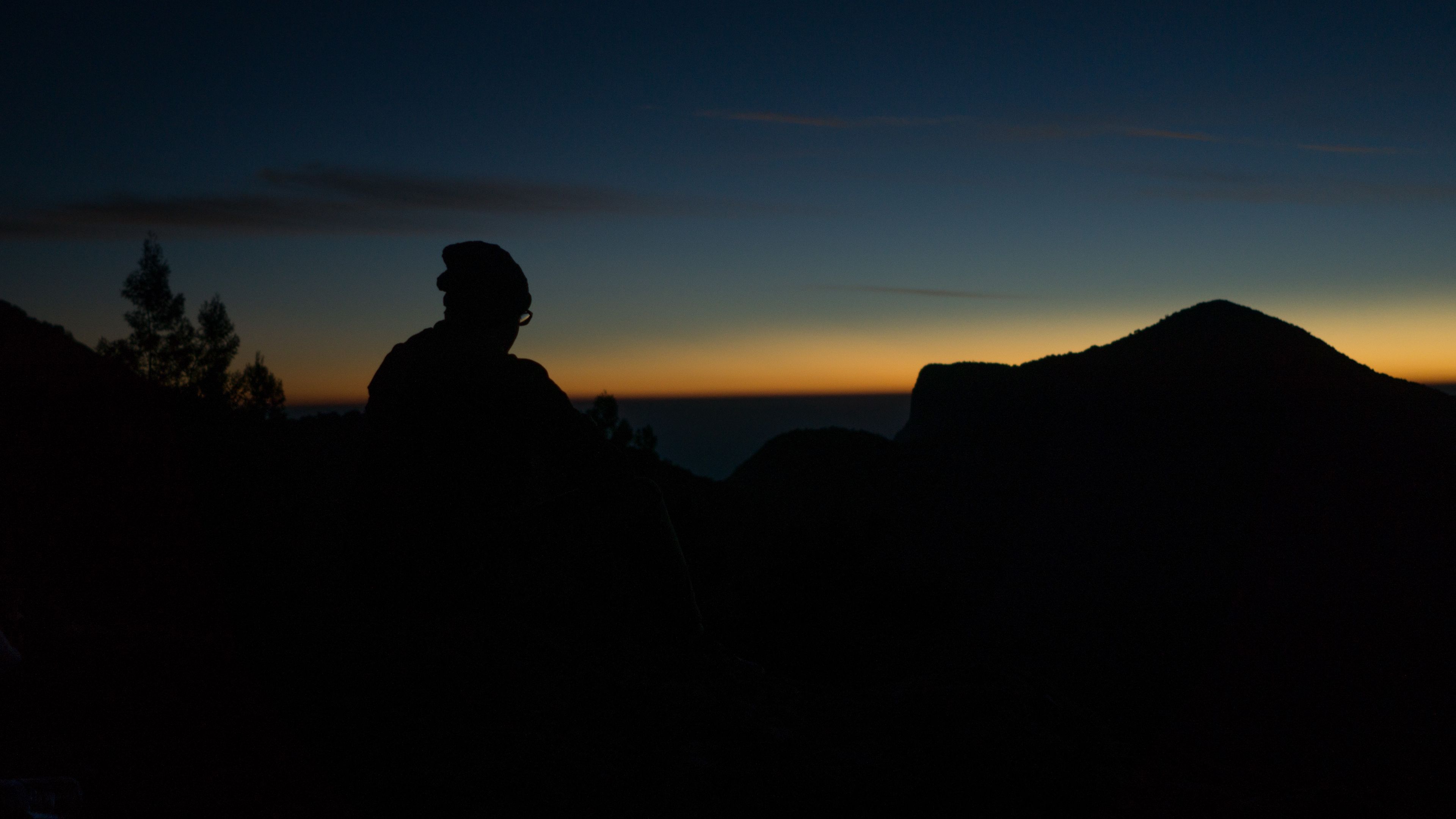 man, silhouette, horizon, 4k, HD Wallpaper