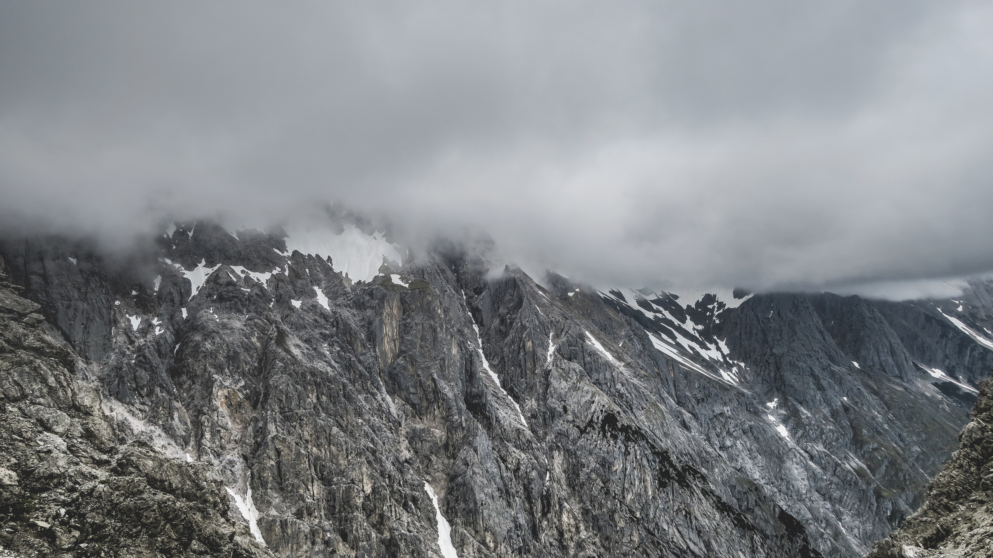 fog covers the mountain tops of wankspitze in tyrol austria, fog covered mountain tops in wankspitze 4k, HD Wallpaper