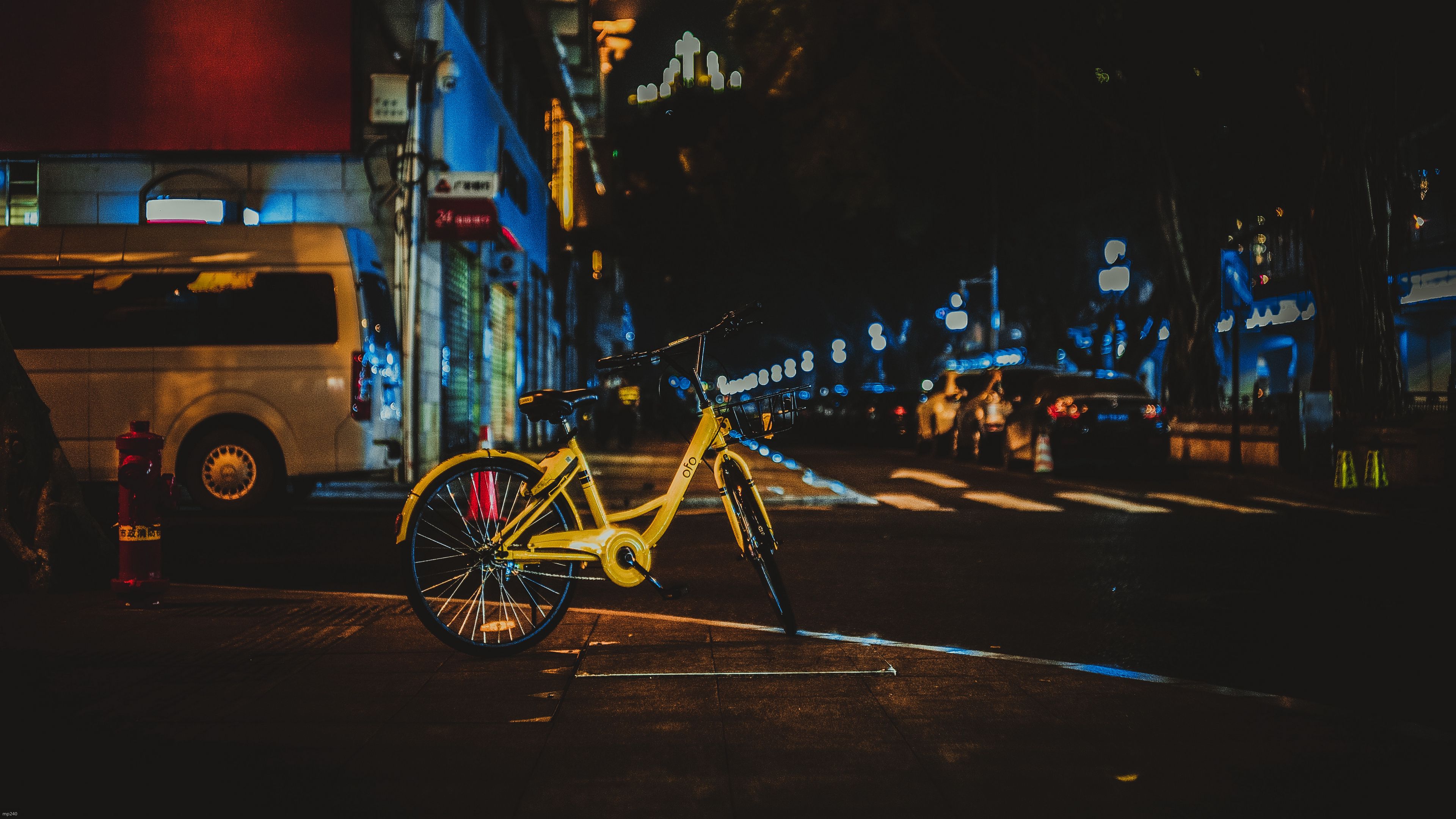 bicycle, street, city, evening, 4k, HD Wallpaper