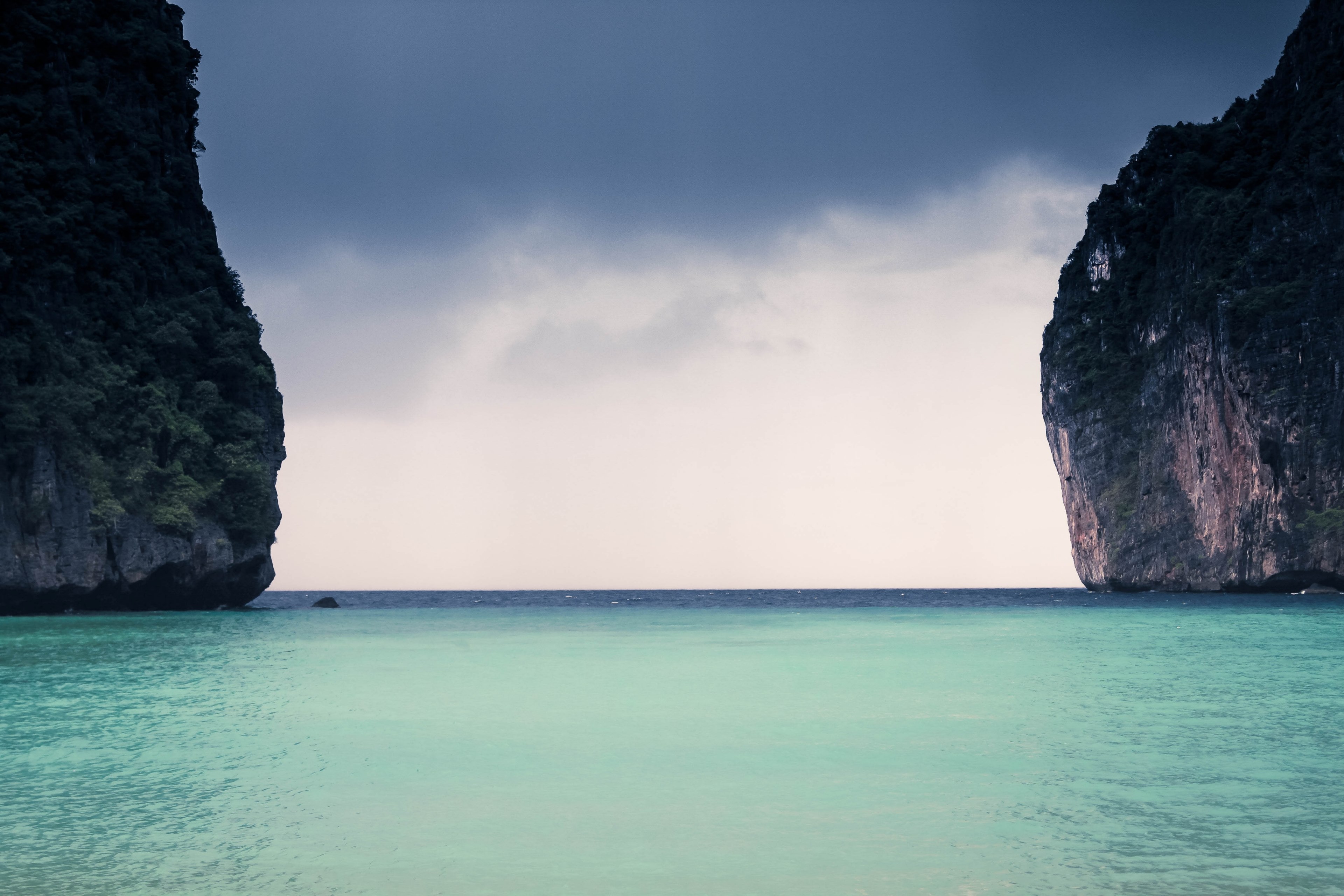 inlet cliff sea and ocean 4k, HD Wallpaper