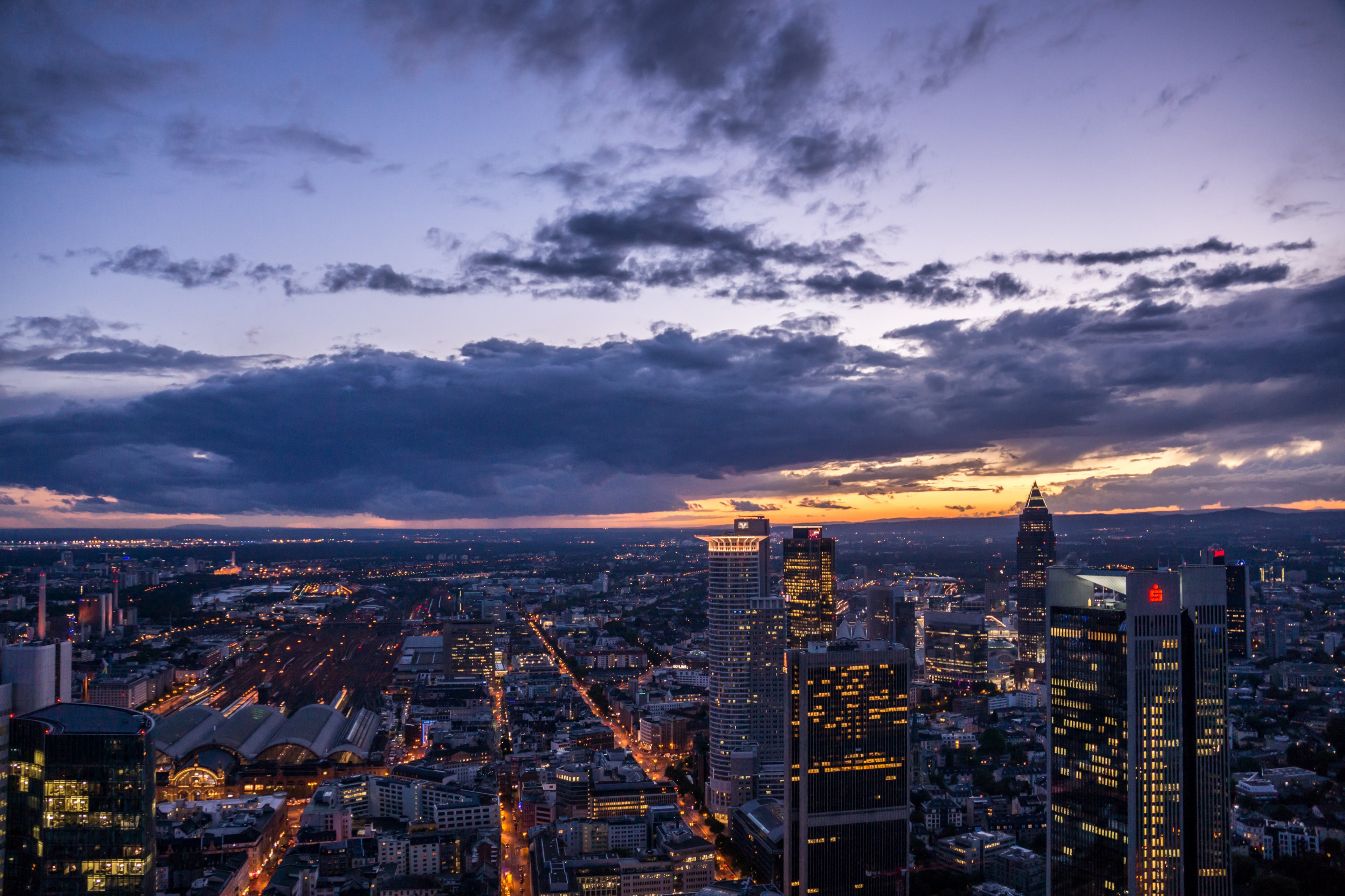 city lights sunset and cloud 4k, HD Wallpaper