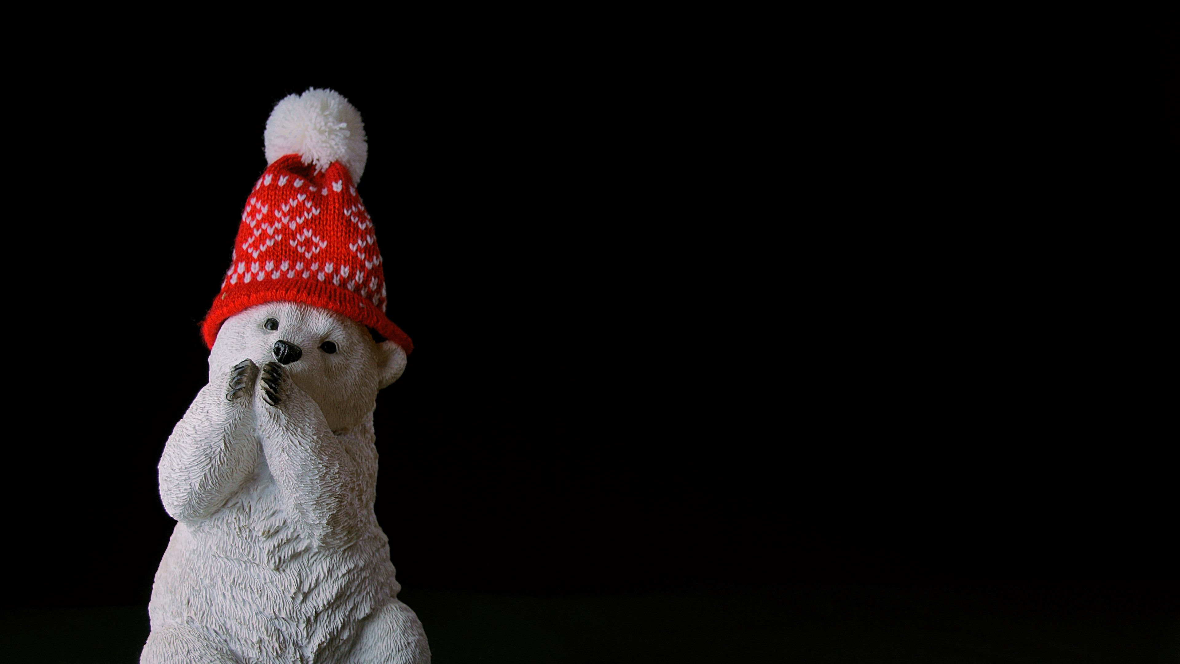 bear, statuette, hat, 4k, HD Wallpaper