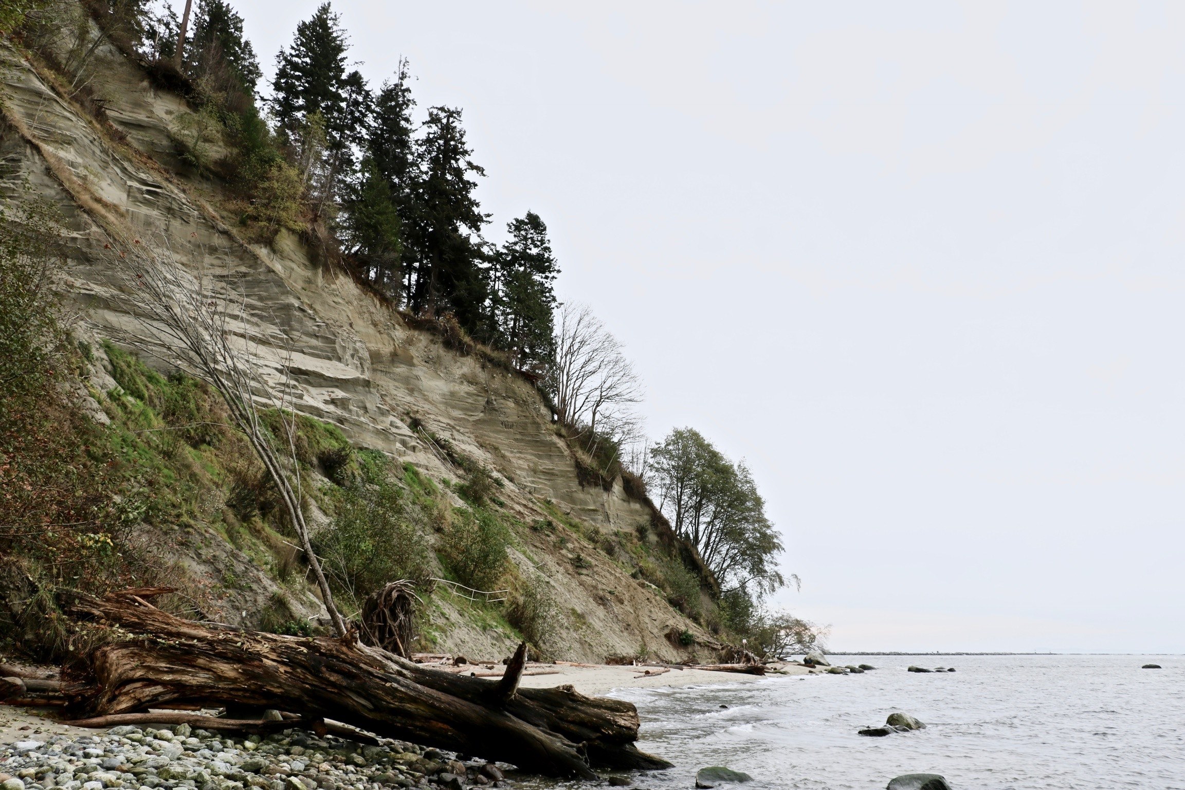cloudy pacific north west cliff and beach 4k, HD Wallpaper