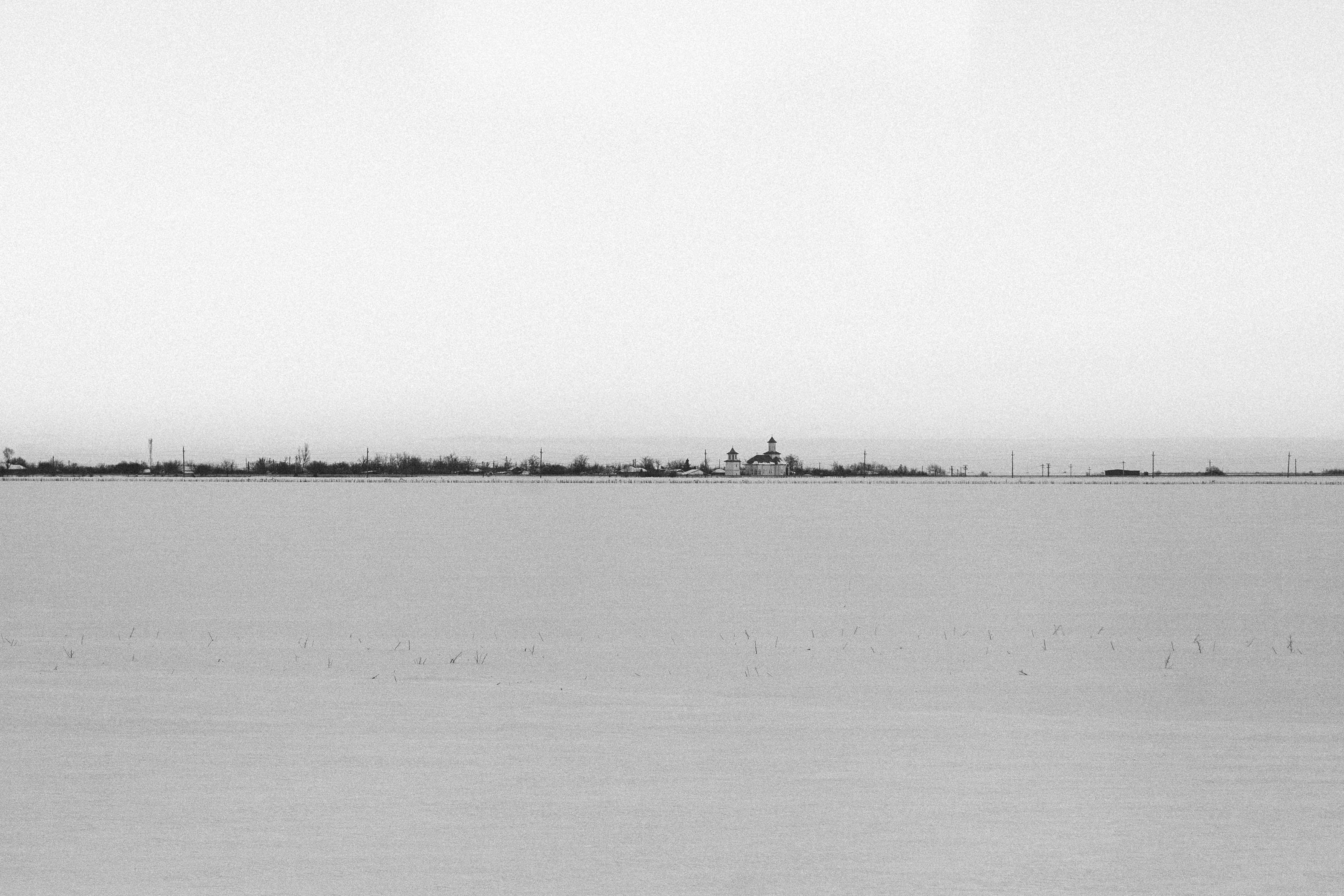 bampw blackandwhite landscape and winter 4k, HD Wallpaper