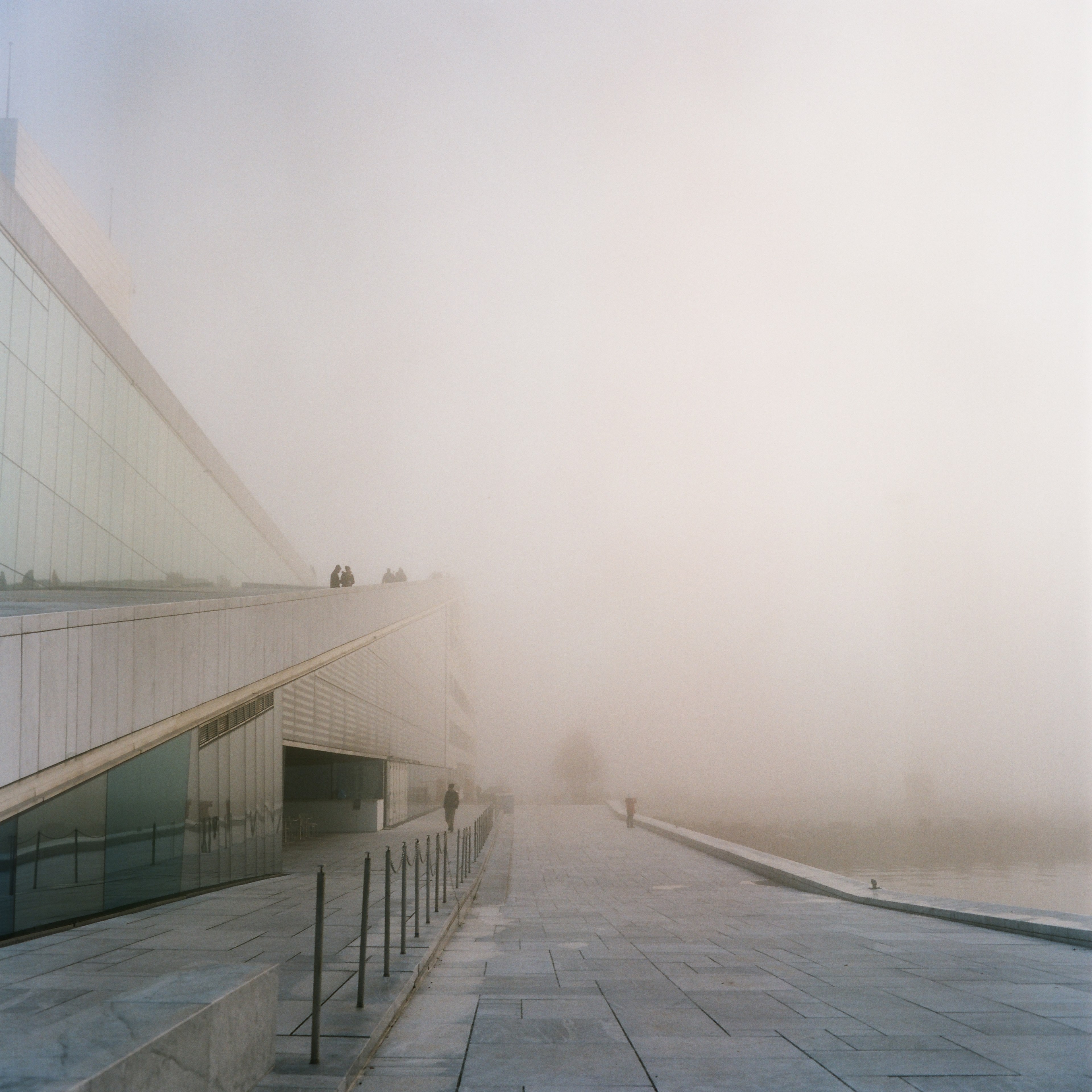 architecture opera fog and oslo 4k, HD Wallpaper