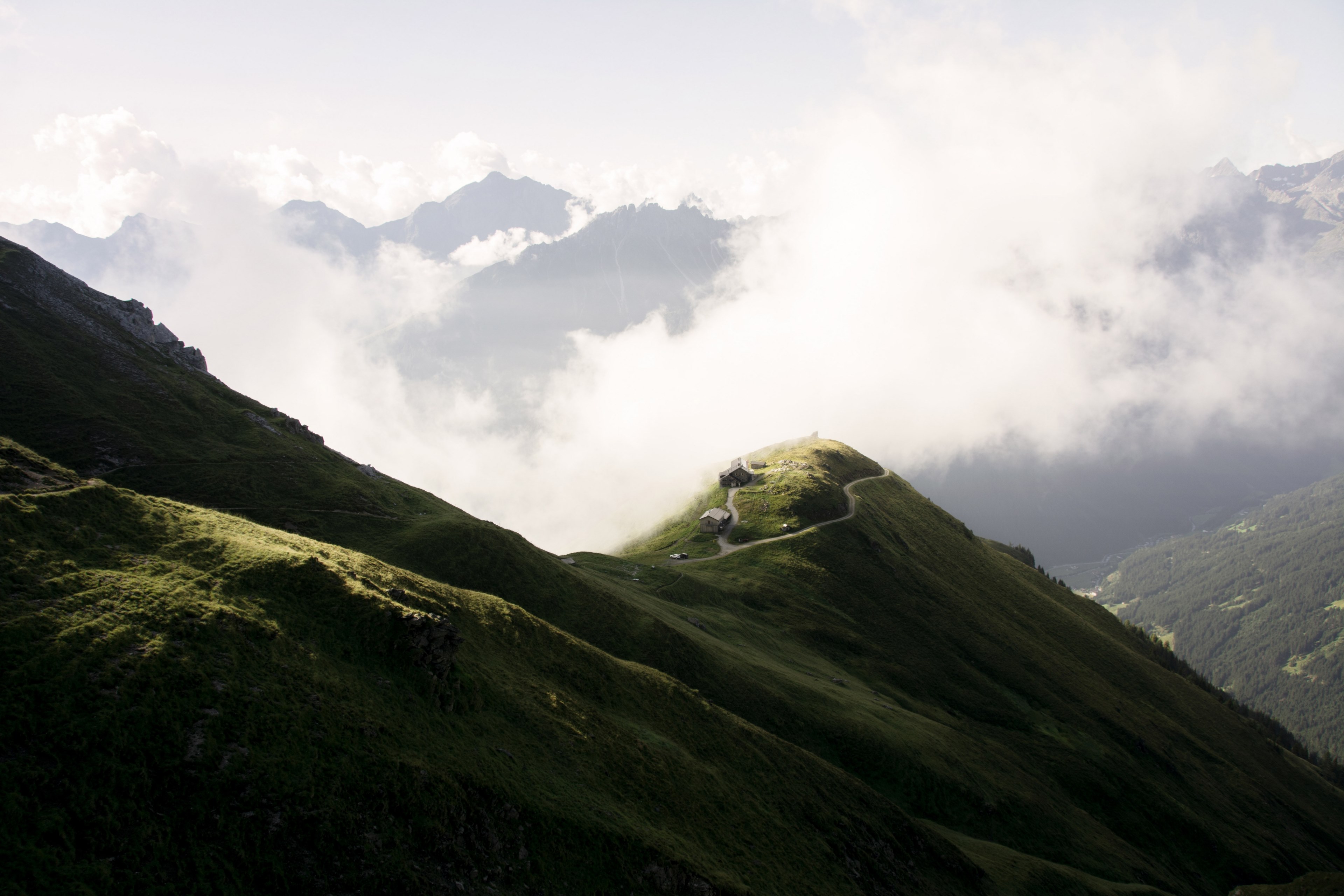 hiking austrium grass and cloud 4k, HD Wallpaper