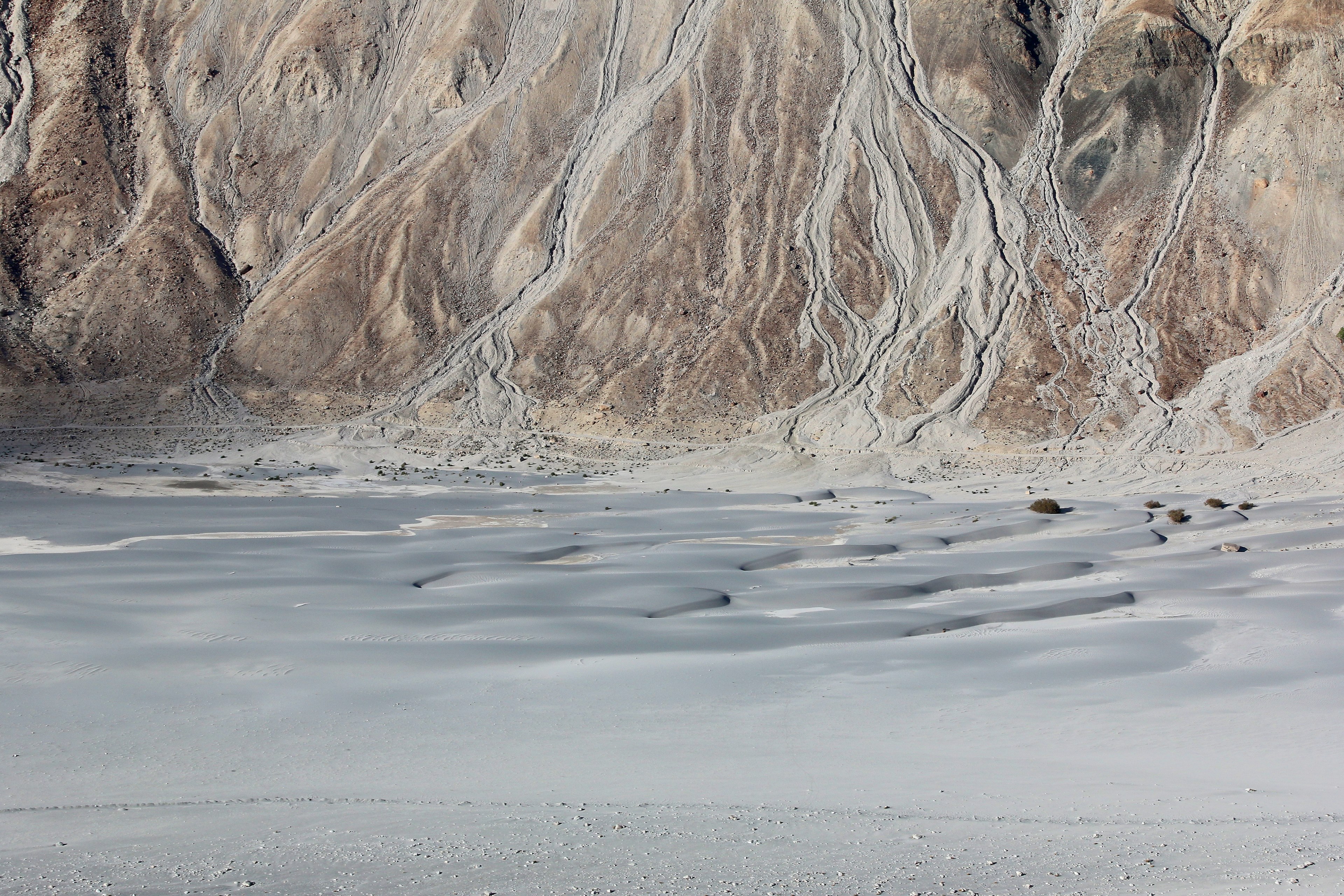 winding lines down the mountainside in nubra valley desert, winding desert lines 4k, HD Wallpaper