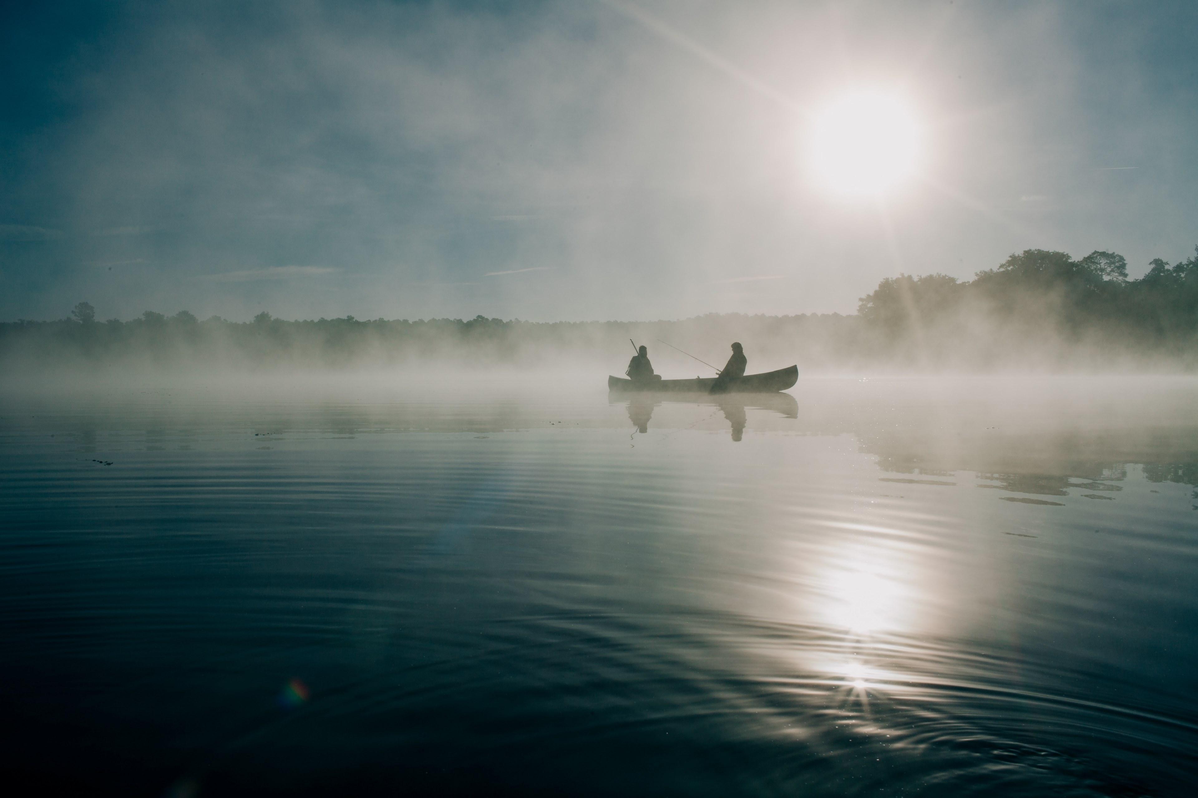fishing on a calm lake in ocala on a sunny morning, calm fishing trips 4k, HD Wallpaper
