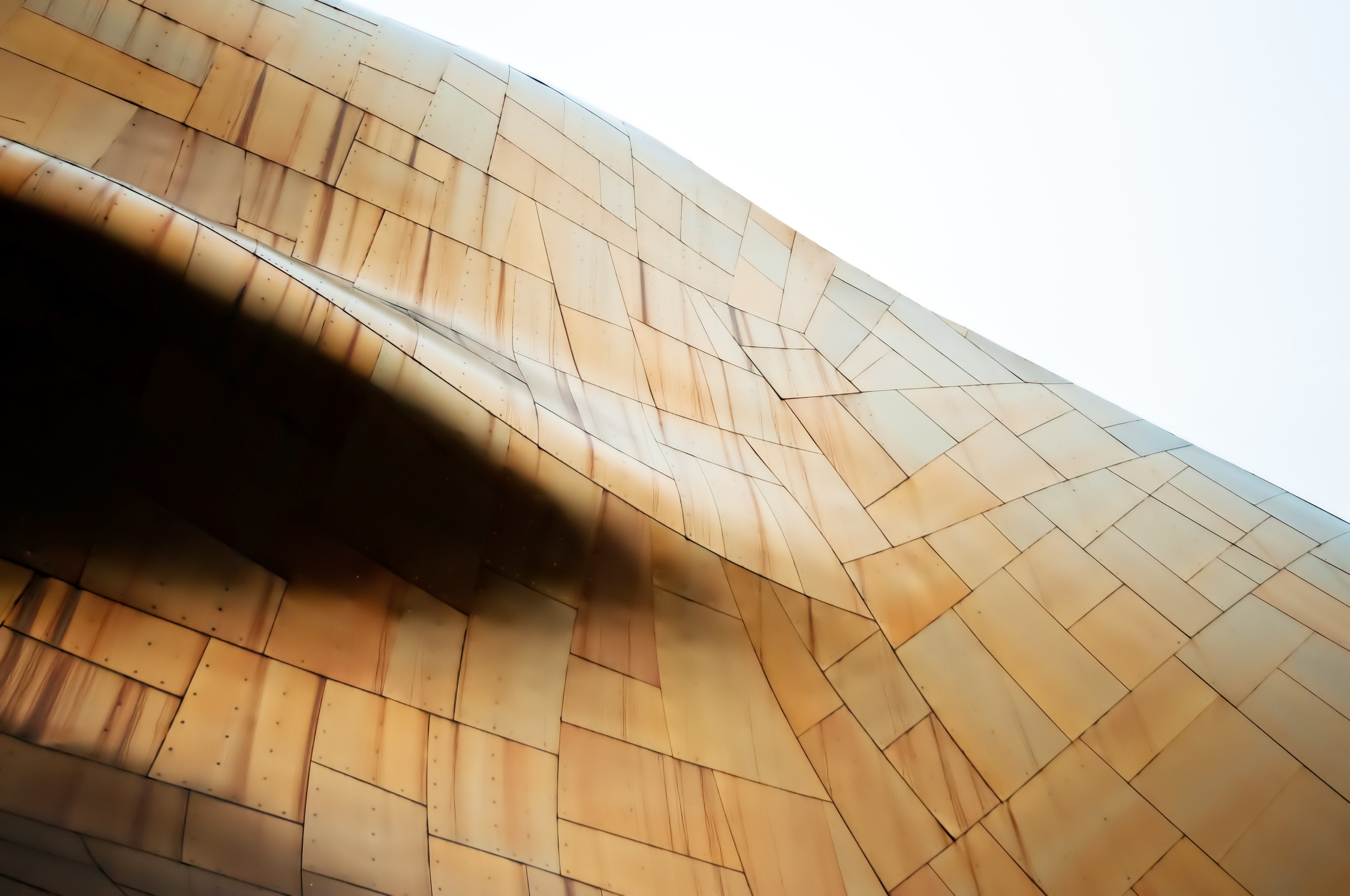an abstract shape formed by a building facade made of metal sheets, undulating facade 4k, HD Wallpaper