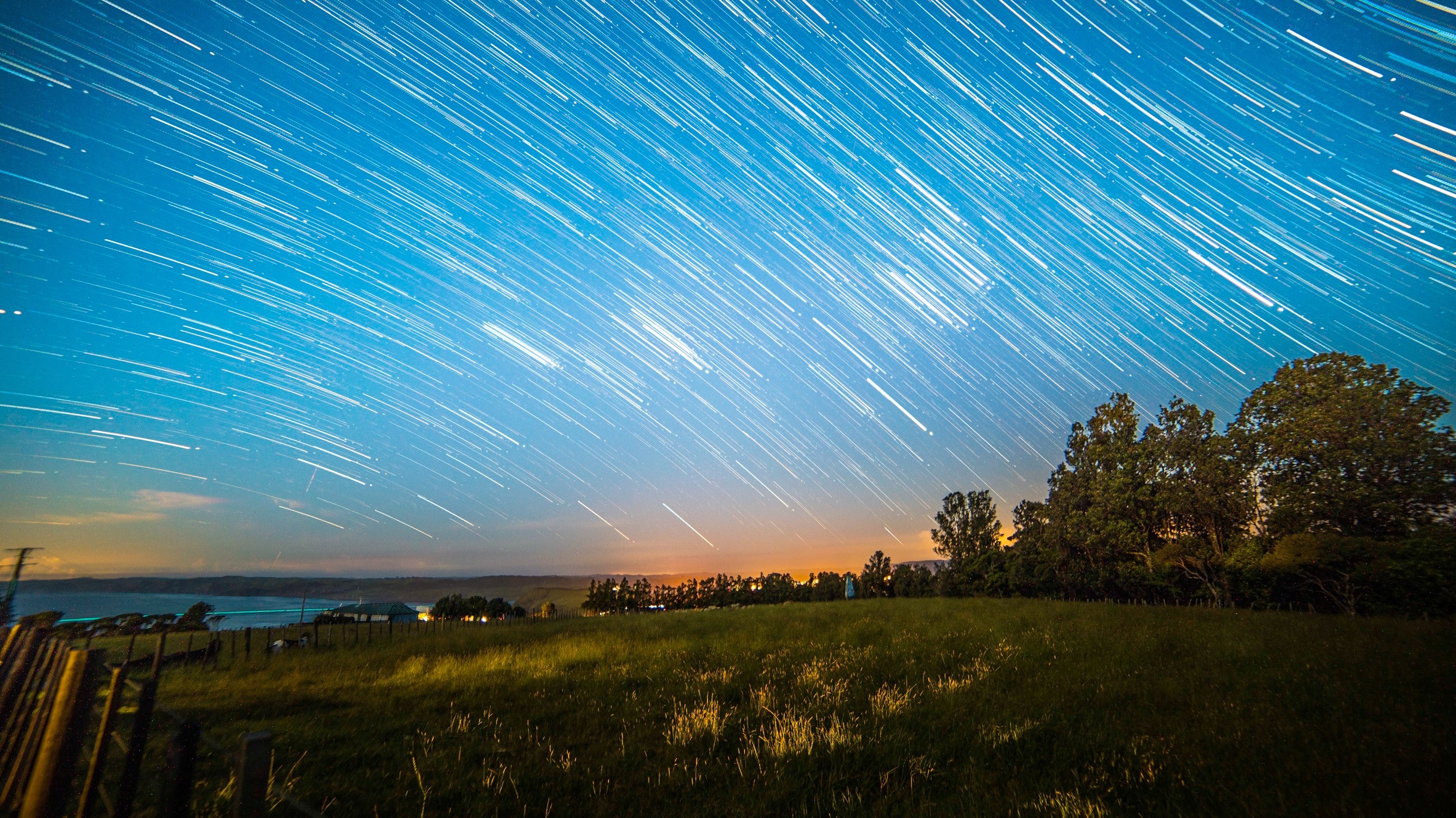 star trails over raglan 4k, HD Wallpaper