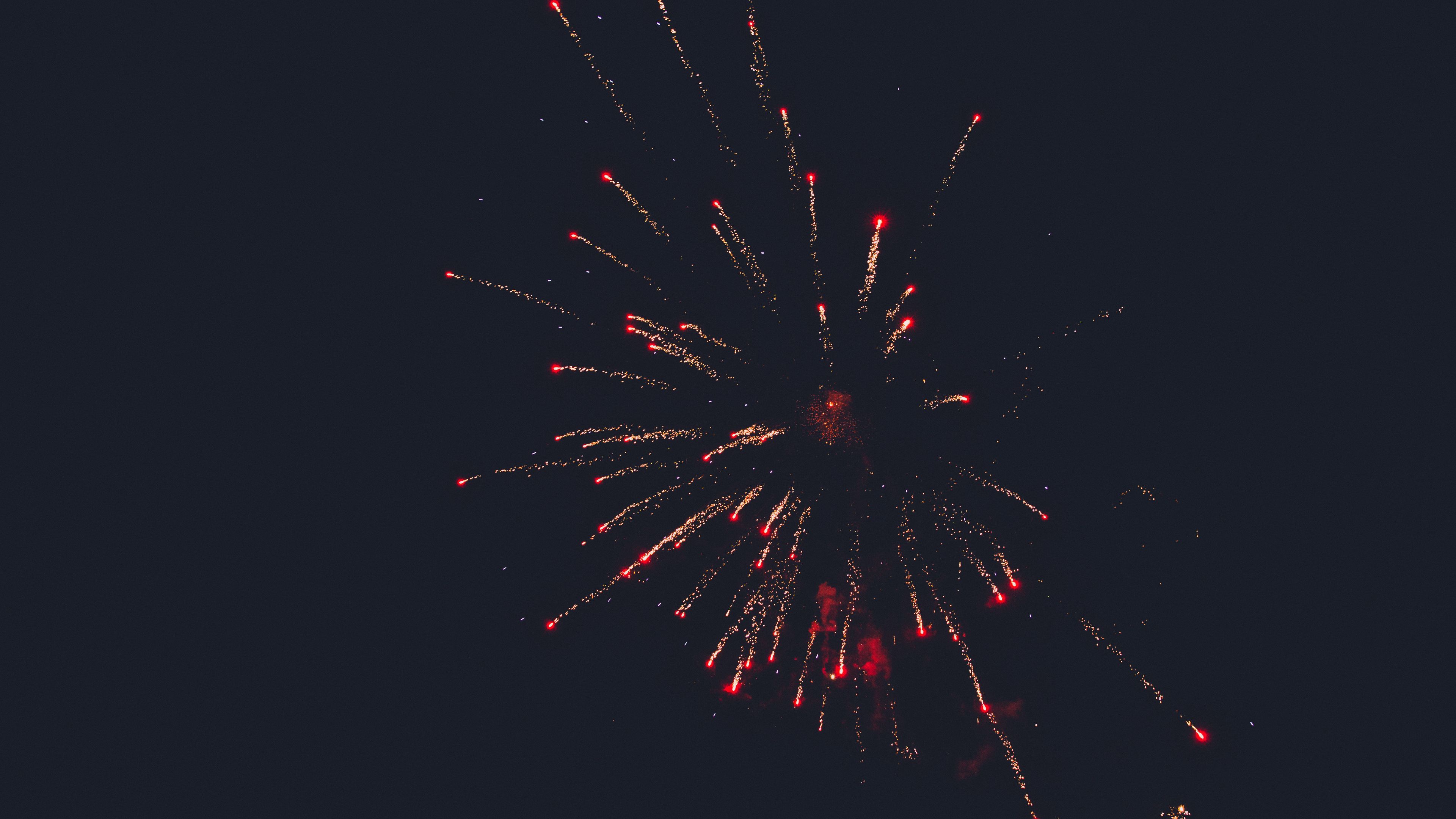 salute, sky, night, fireworks, 4k, HD Wallpaper