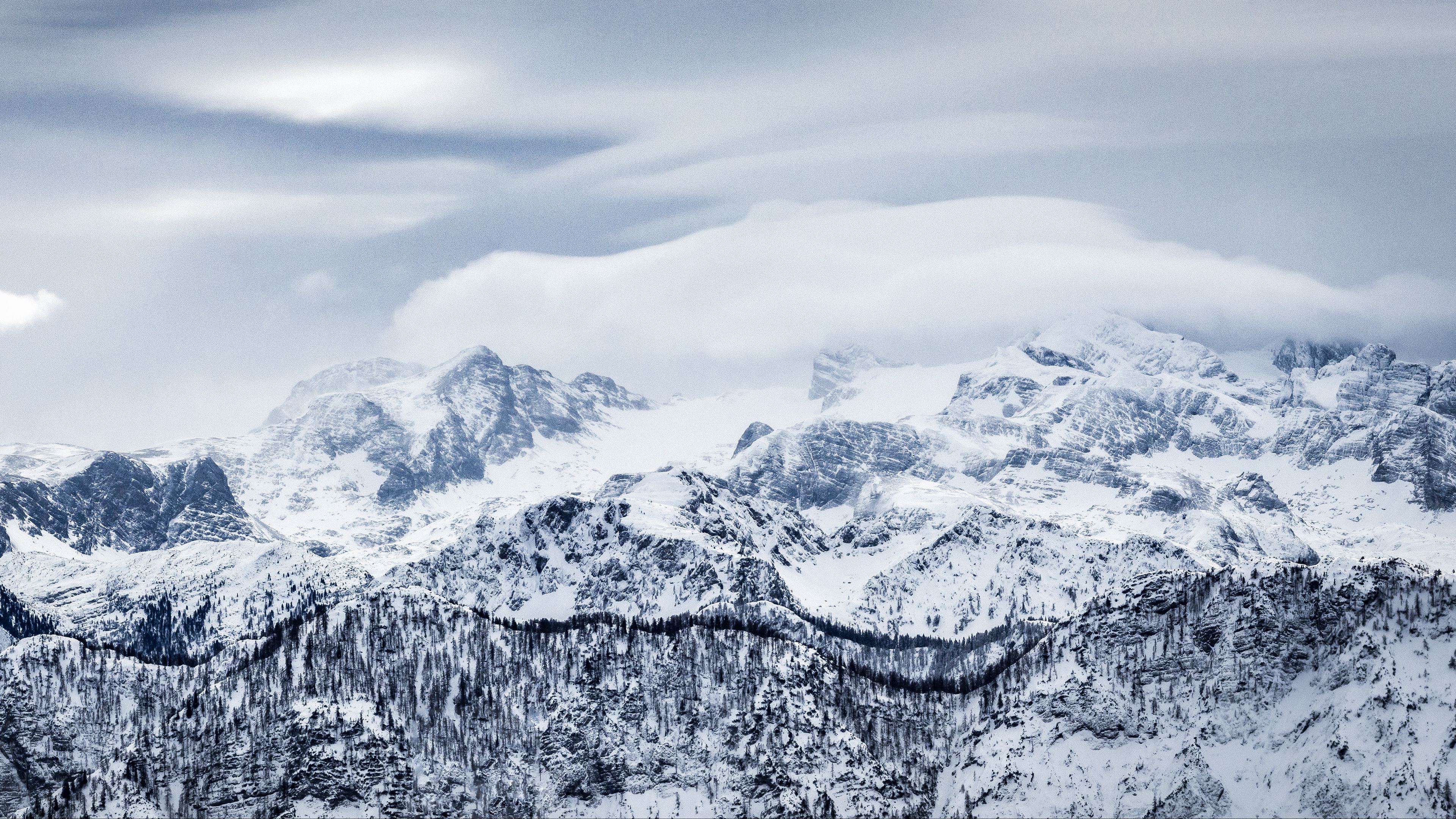 mountains, snow, winter, peaks, 4k, HD Wallpaper
