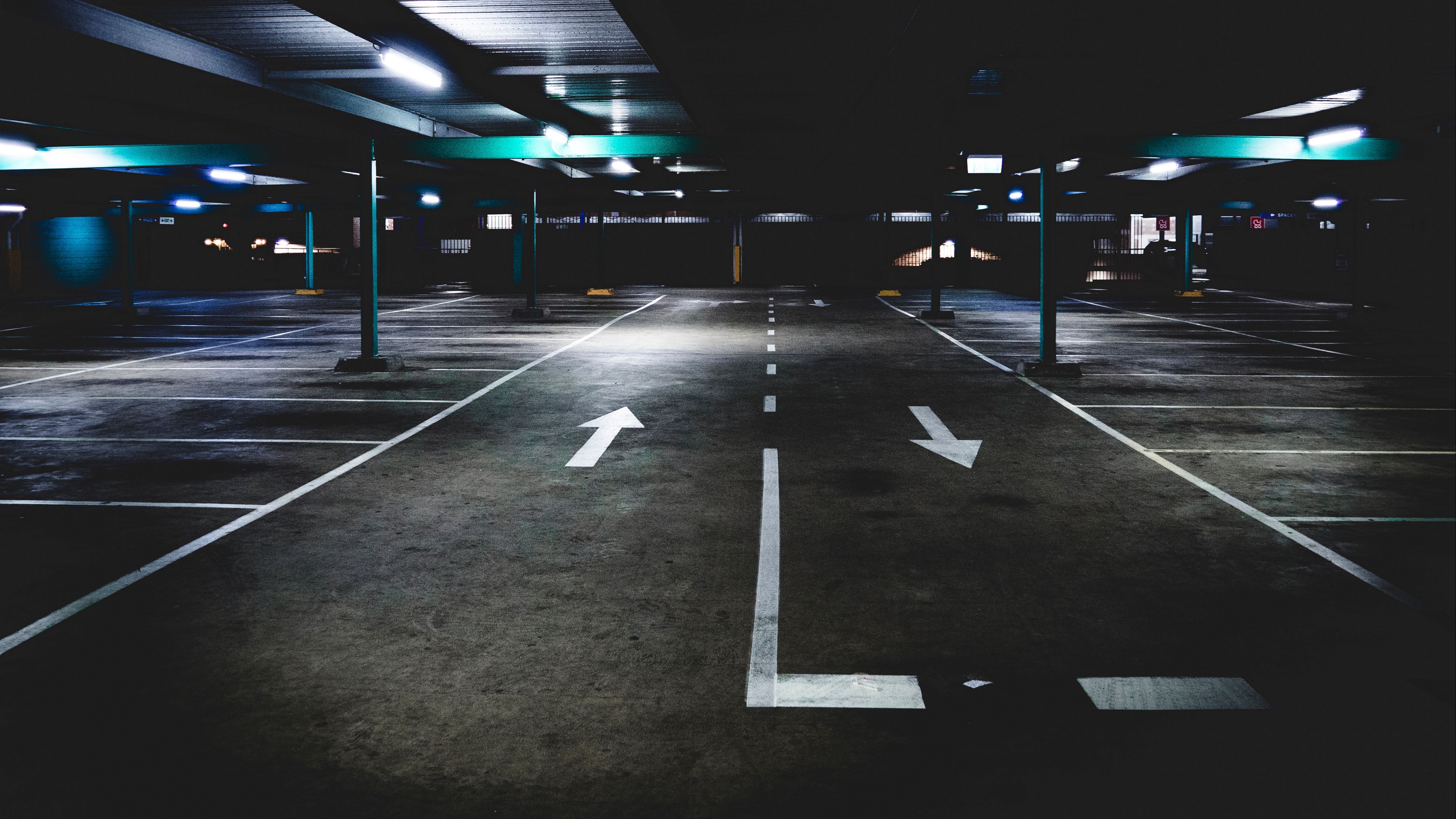 parking, underground, marking, 4k, HD Wallpaper