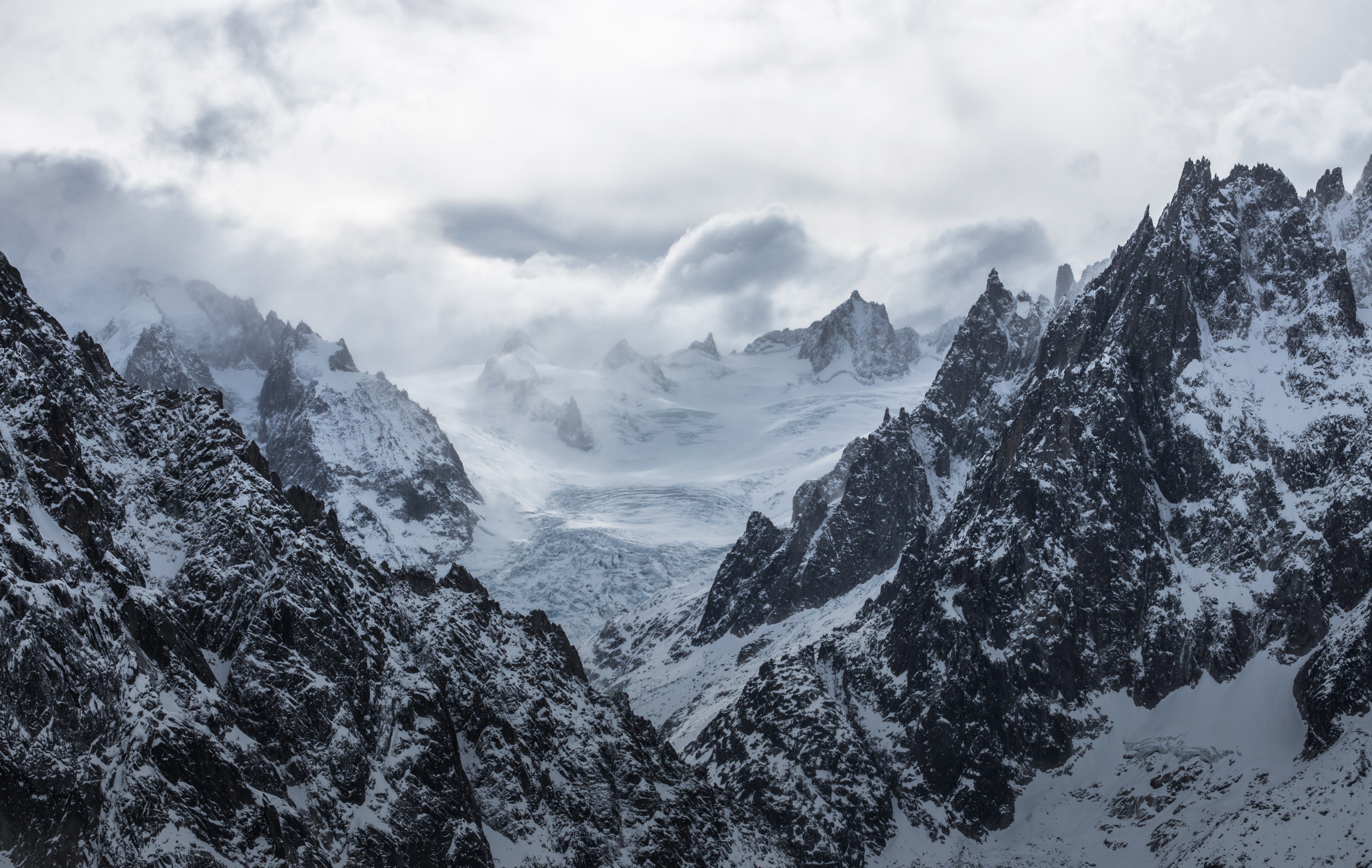 mountain snow mist and fog 4k, HD Wallpaper