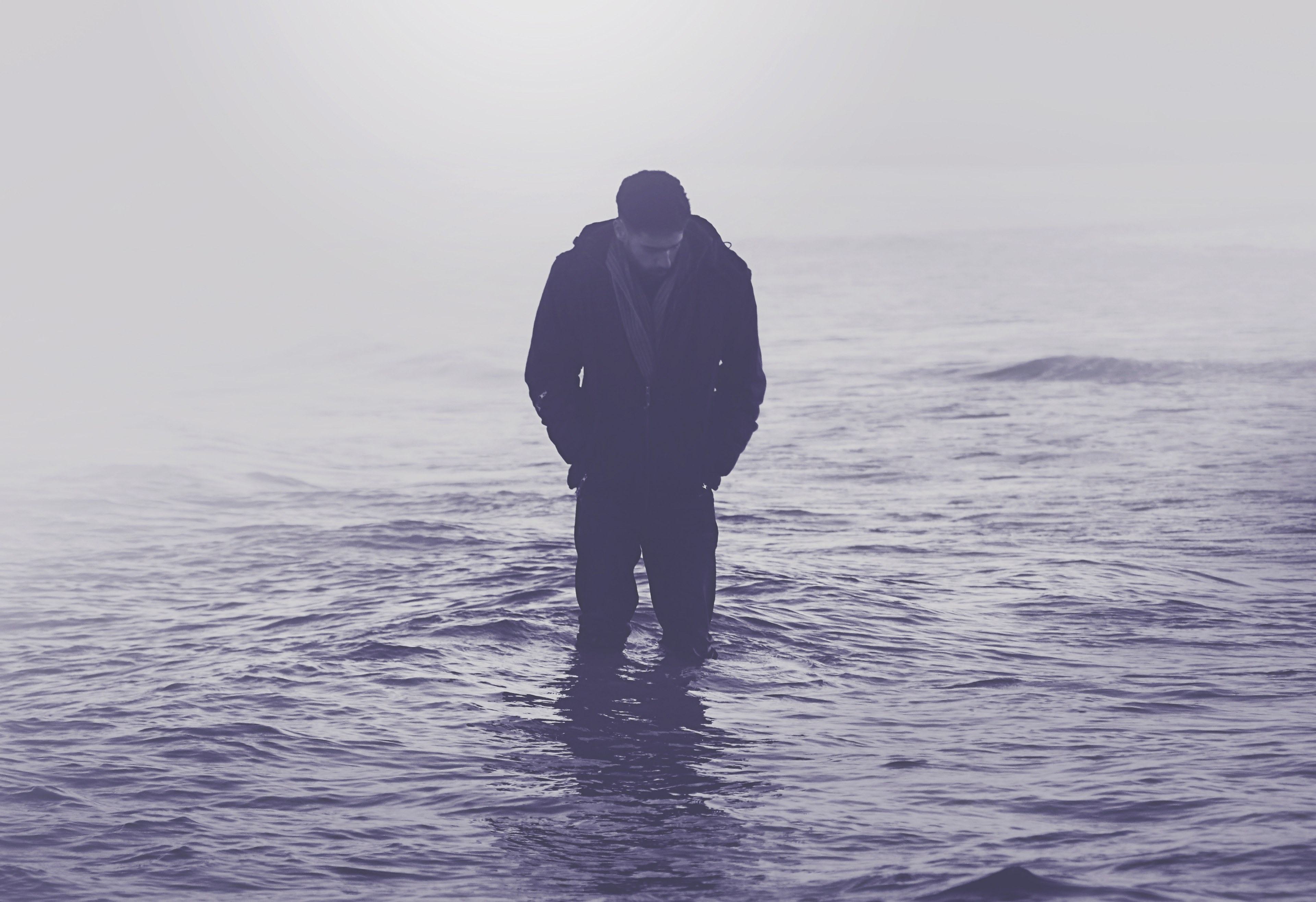 fog foggy beach and water 4k, HD Wallpaper