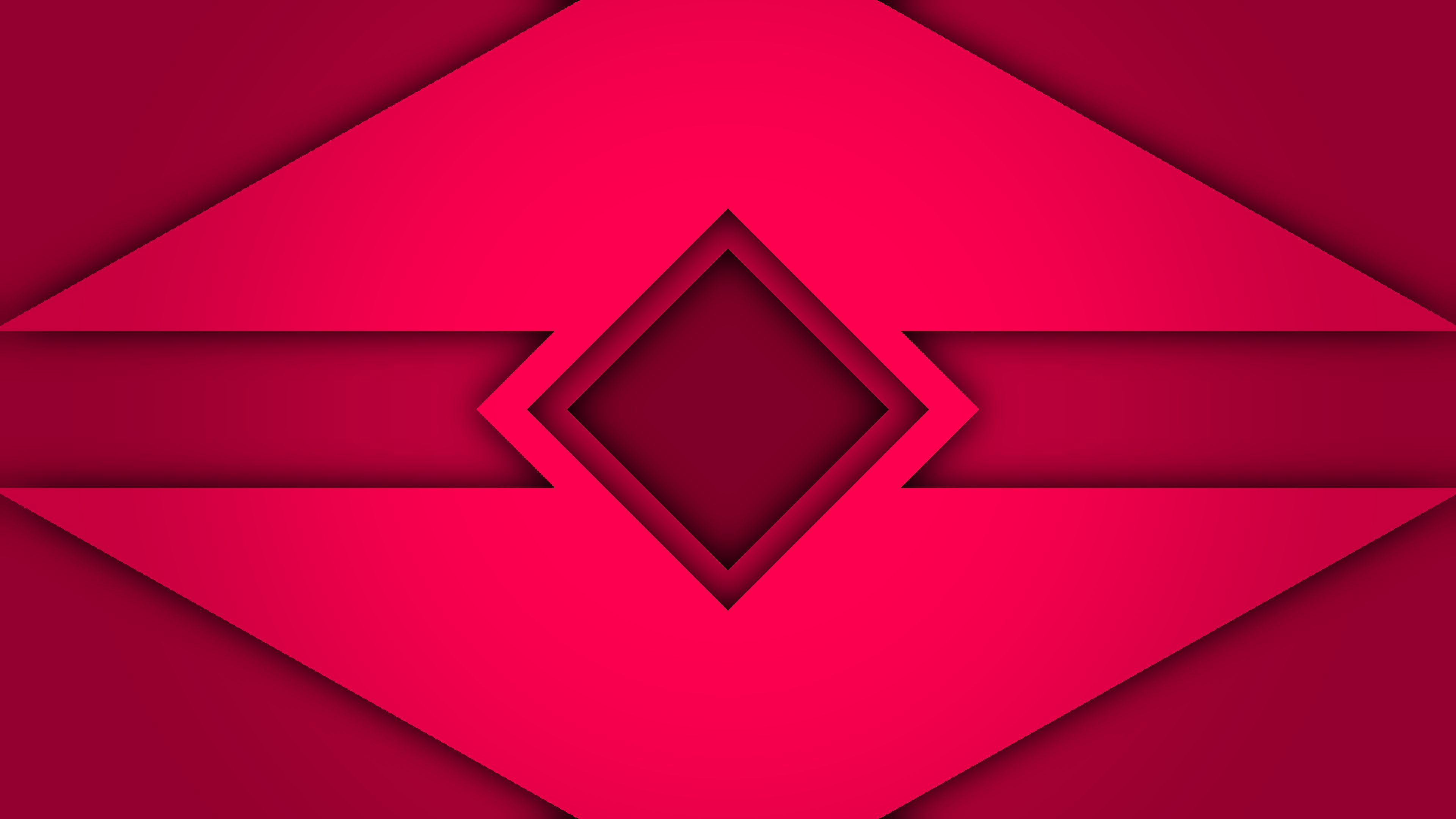 rhombus, pink, abstraction, 4k, HD Wallpaper