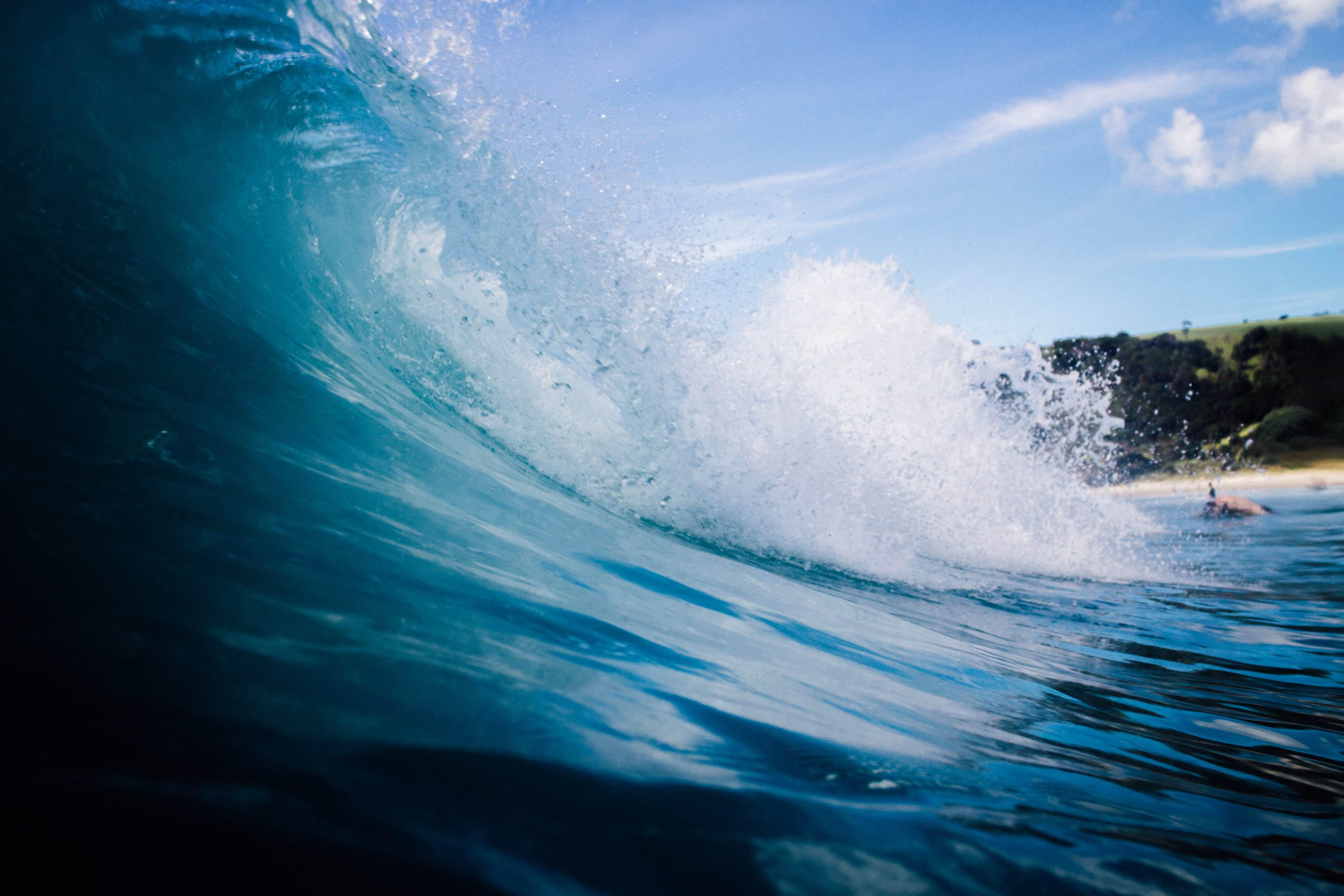 coast bay wafe and wet 4k, HD Wallpaper
