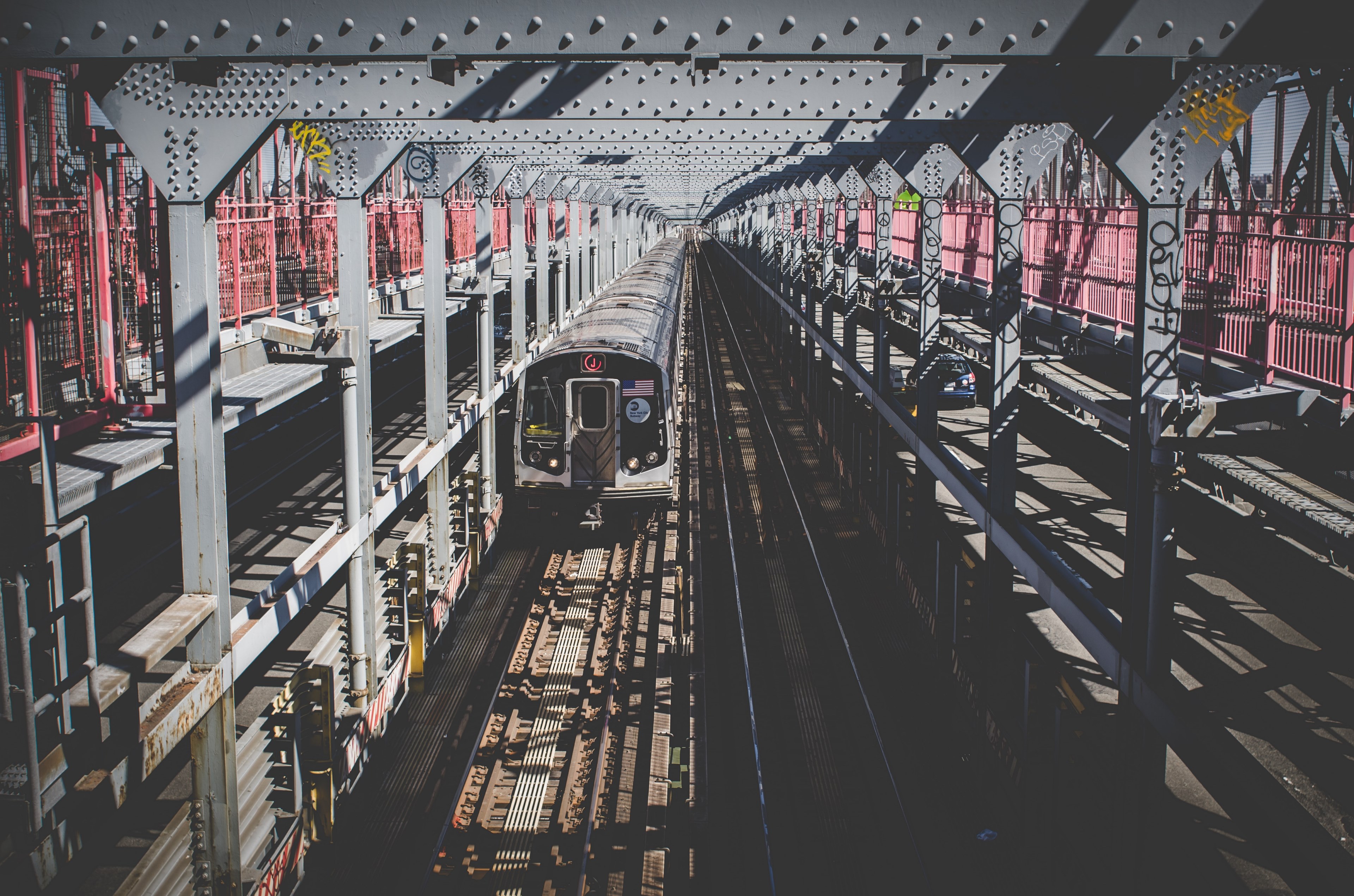 a train passing through a steel outdoor railway, outdoor train railway 4k, HD Wallpaper