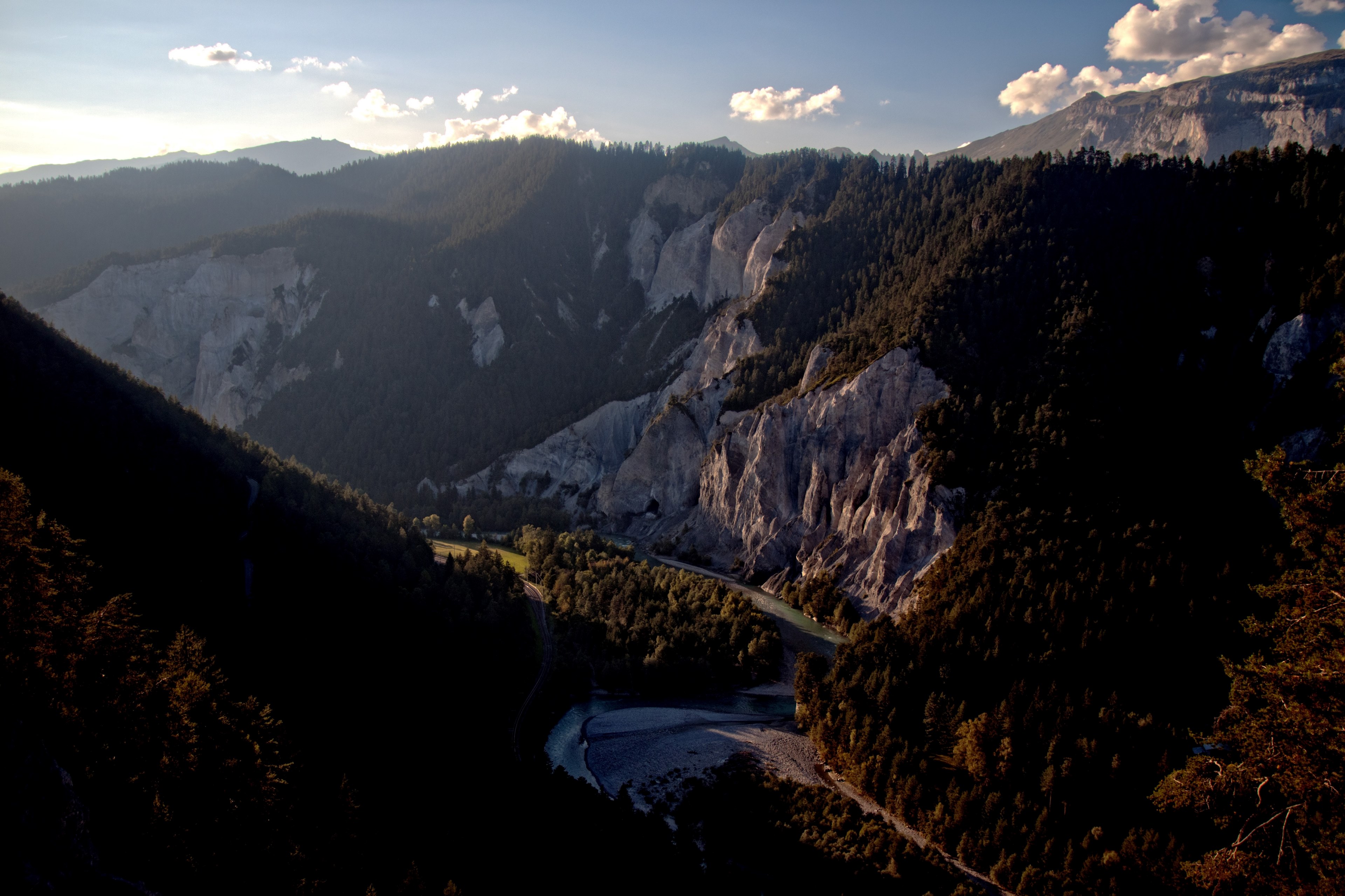 canyon switzerland rhine and mountain 4k, HD Wallpaper