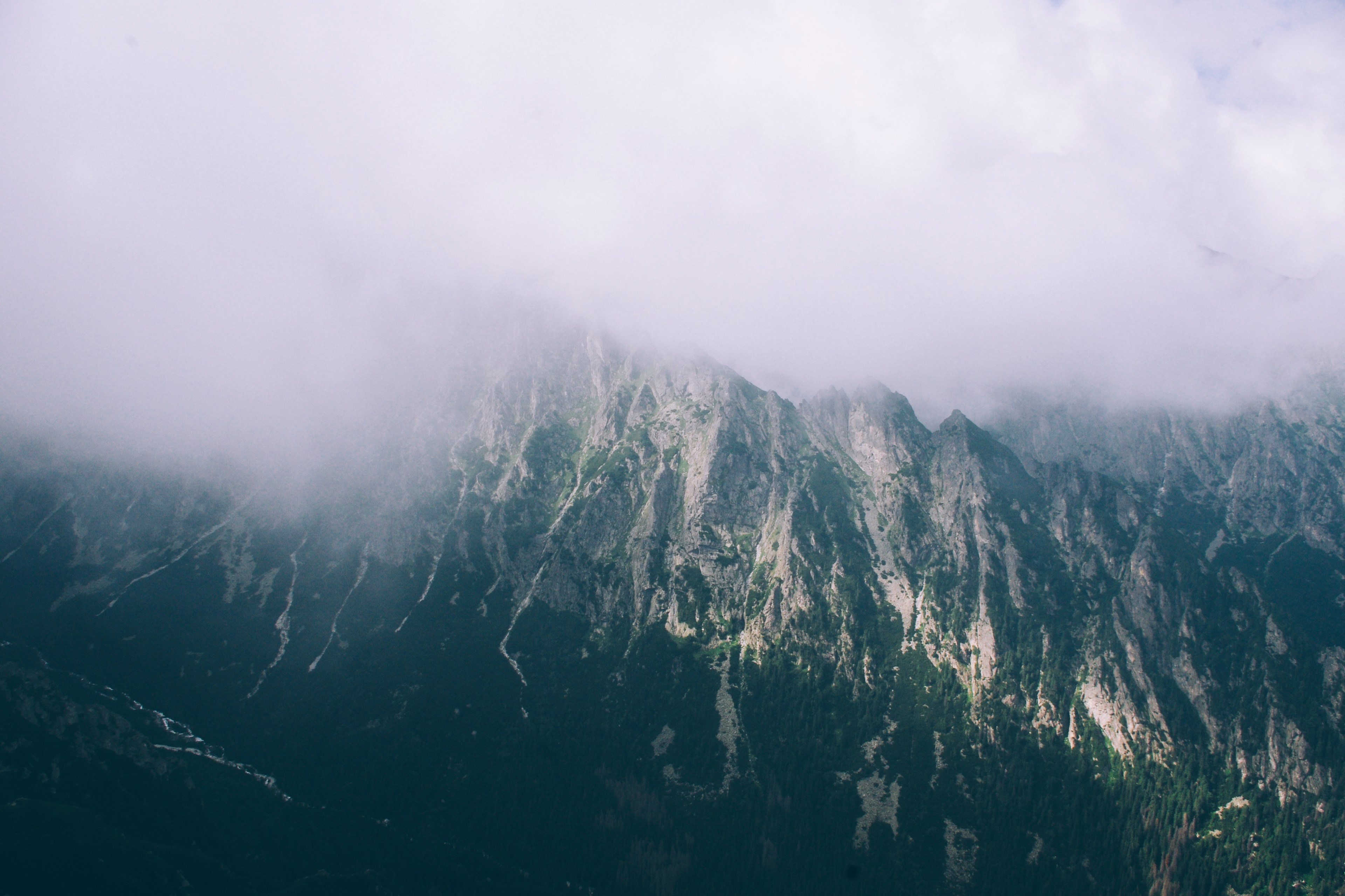 mountain cloud mist and mountain range 4k, HD Wallpaper