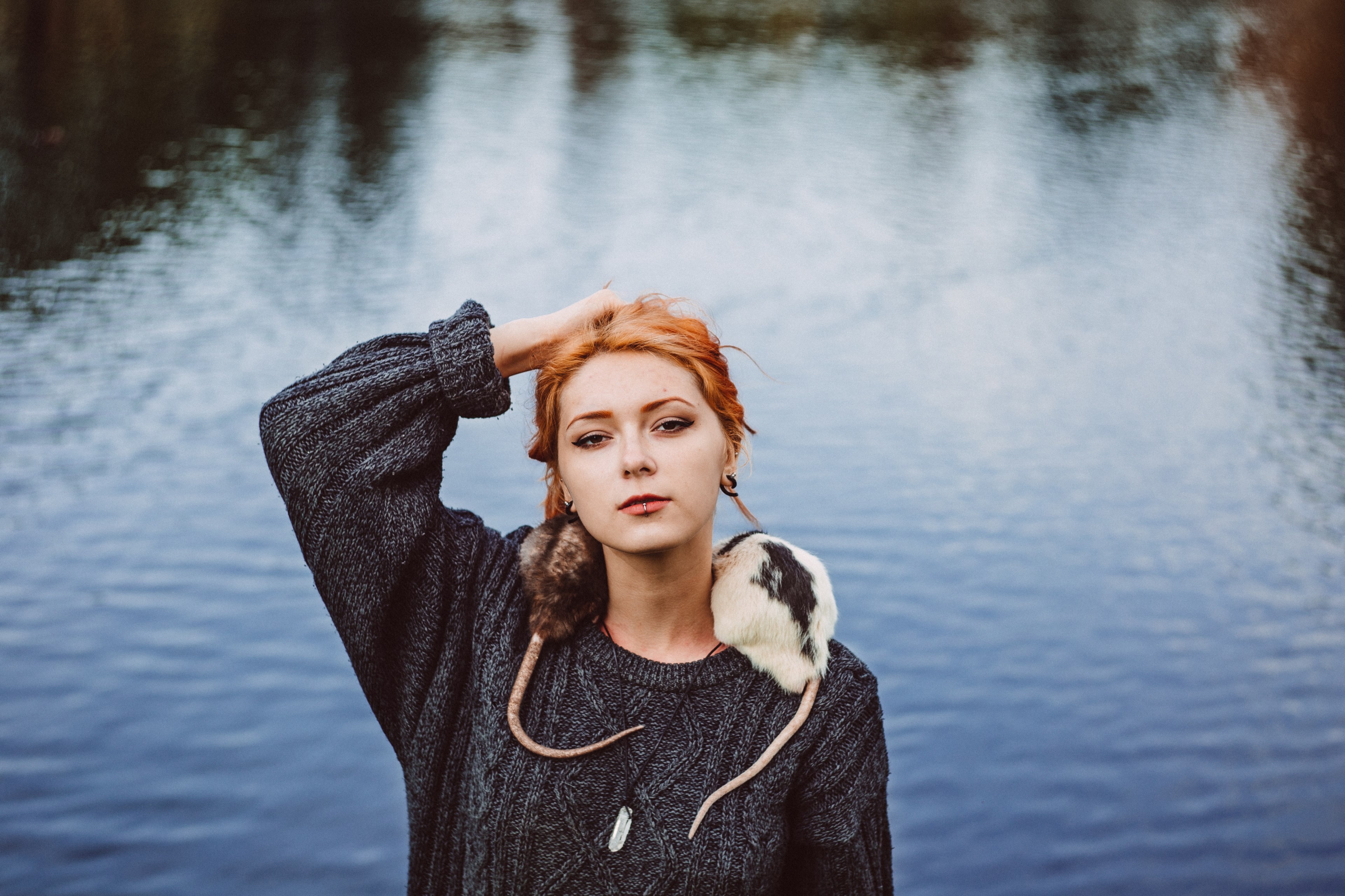 woman female lady and rat 4k, HD Wallpaper